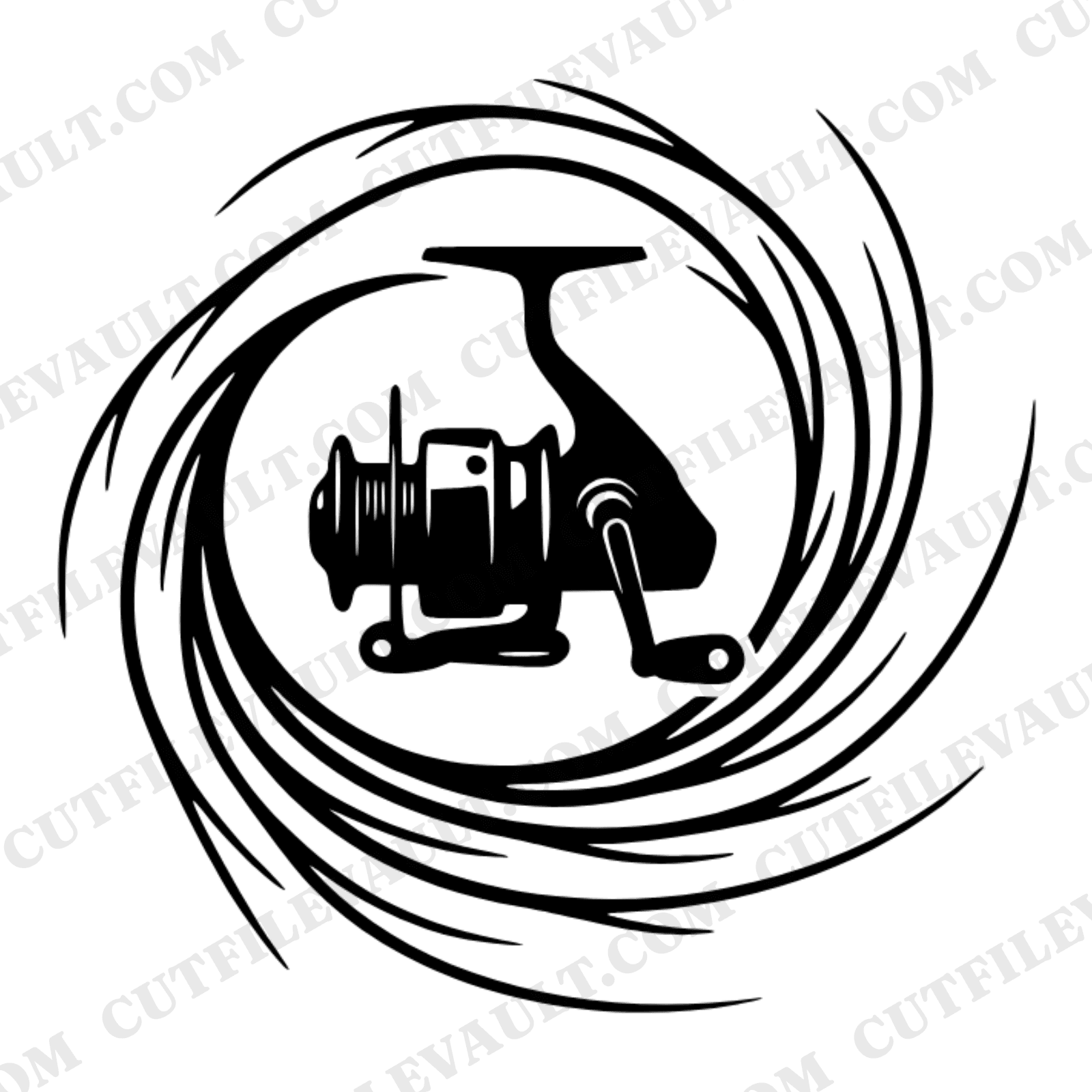 Fishing Reel SVG PNG, Spiral Line Father's Day Cut File, Dad Fisherman Boho Design for Cricut — view 1