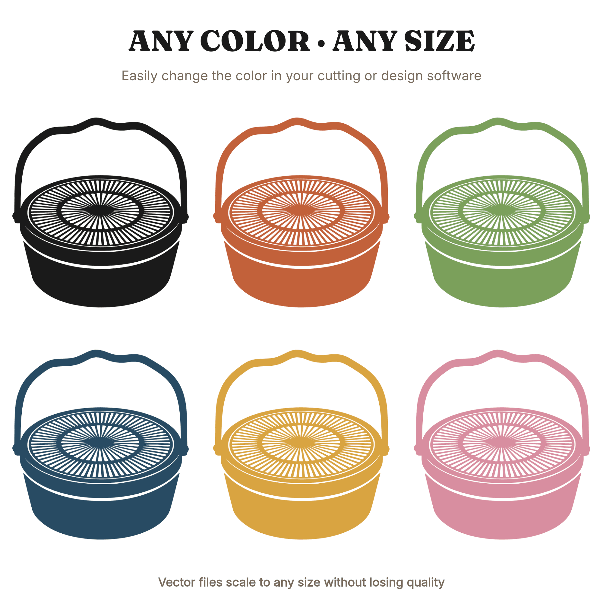 Retro Picnic Basket SVG PNG, 70s Woven Basket Top View, National Picnic Day Cut File, Summer Vinyl — view 2