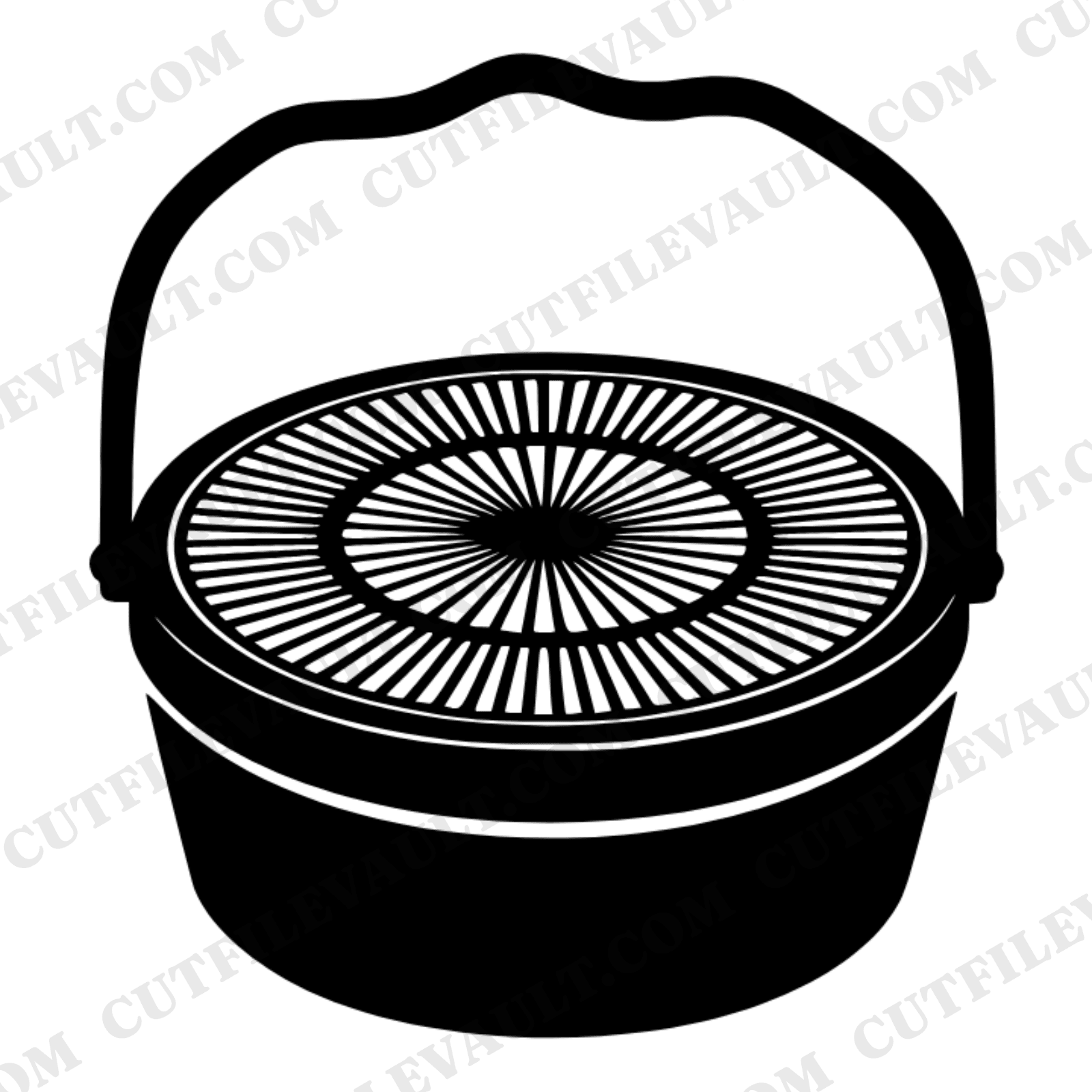 Retro Picnic Basket SVG PNG, 70s Woven Basket Top View, National Picnic Day Cut File, Summer Vinyl — view 1
