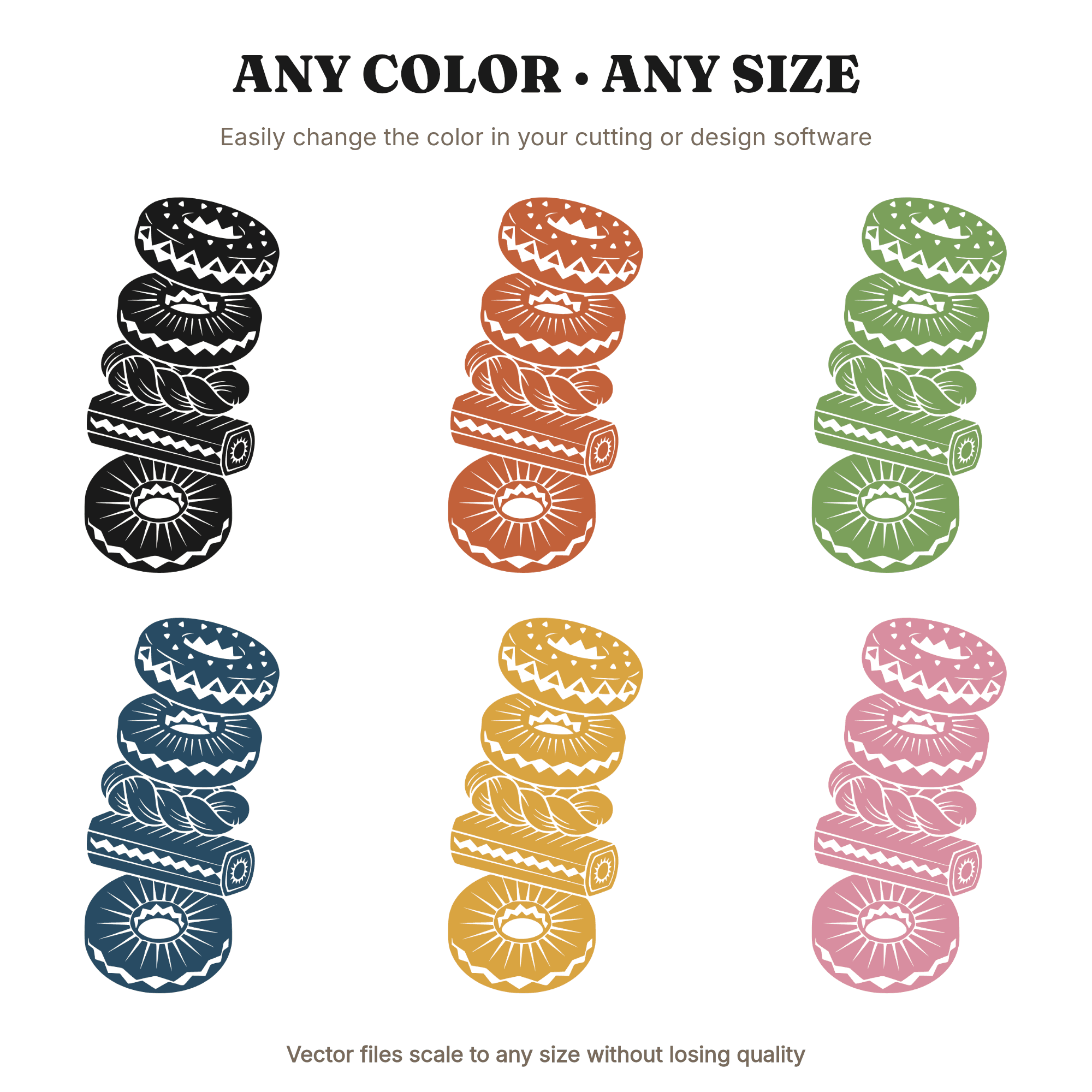 Art Deco Donut Tower SVG PNG, Tilting Donut Stack Cut File, National Donut Day SVG Design — view 2