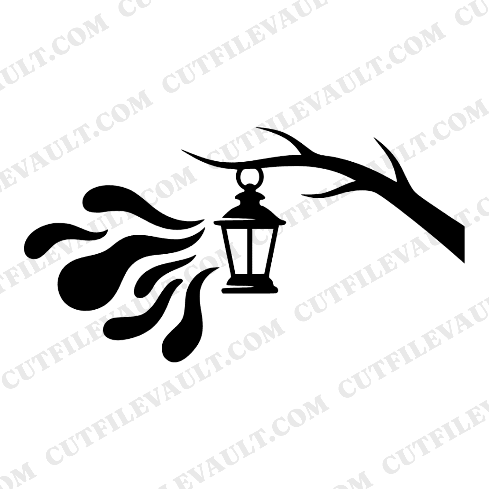 Vintage Lantern on Branch SVG PNG, Mystical Woodland Glow Rays Cut File, Independence Day Design — view 1