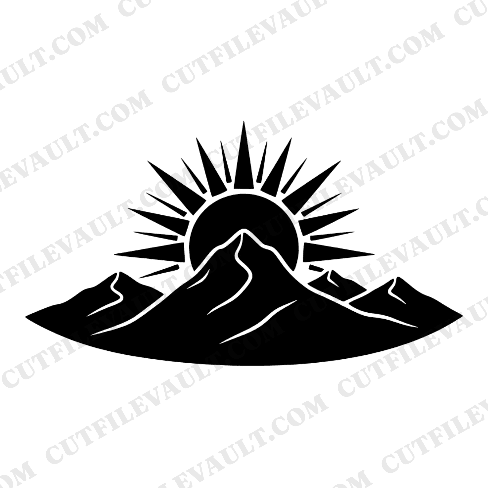 Summer Solstice SVG PNG Boho Mountain Panorama Geometric Sun Cut File Layered Design Vinyl Decal — view 1