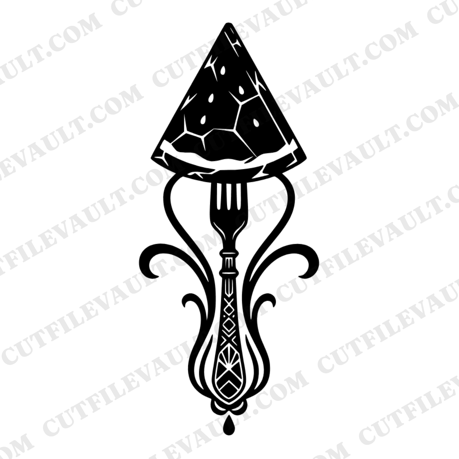 Art Deco Watermelon Slice SVG PNG, Vintage Fork Geometric Summer Fruit Cut File for Cricut — view 1