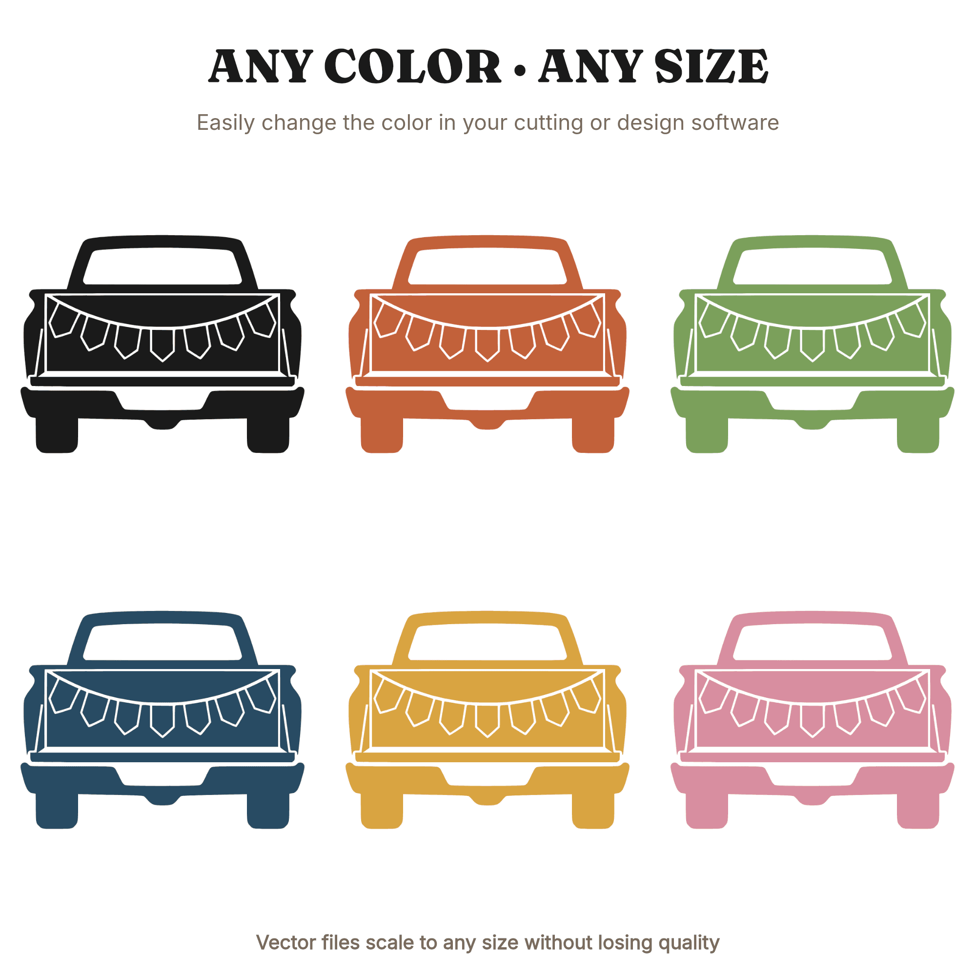 Patriotic Pickup Truck Tailgate SVG PNG Art Deco Fourth of July Bunting Americana Cut File — view 2