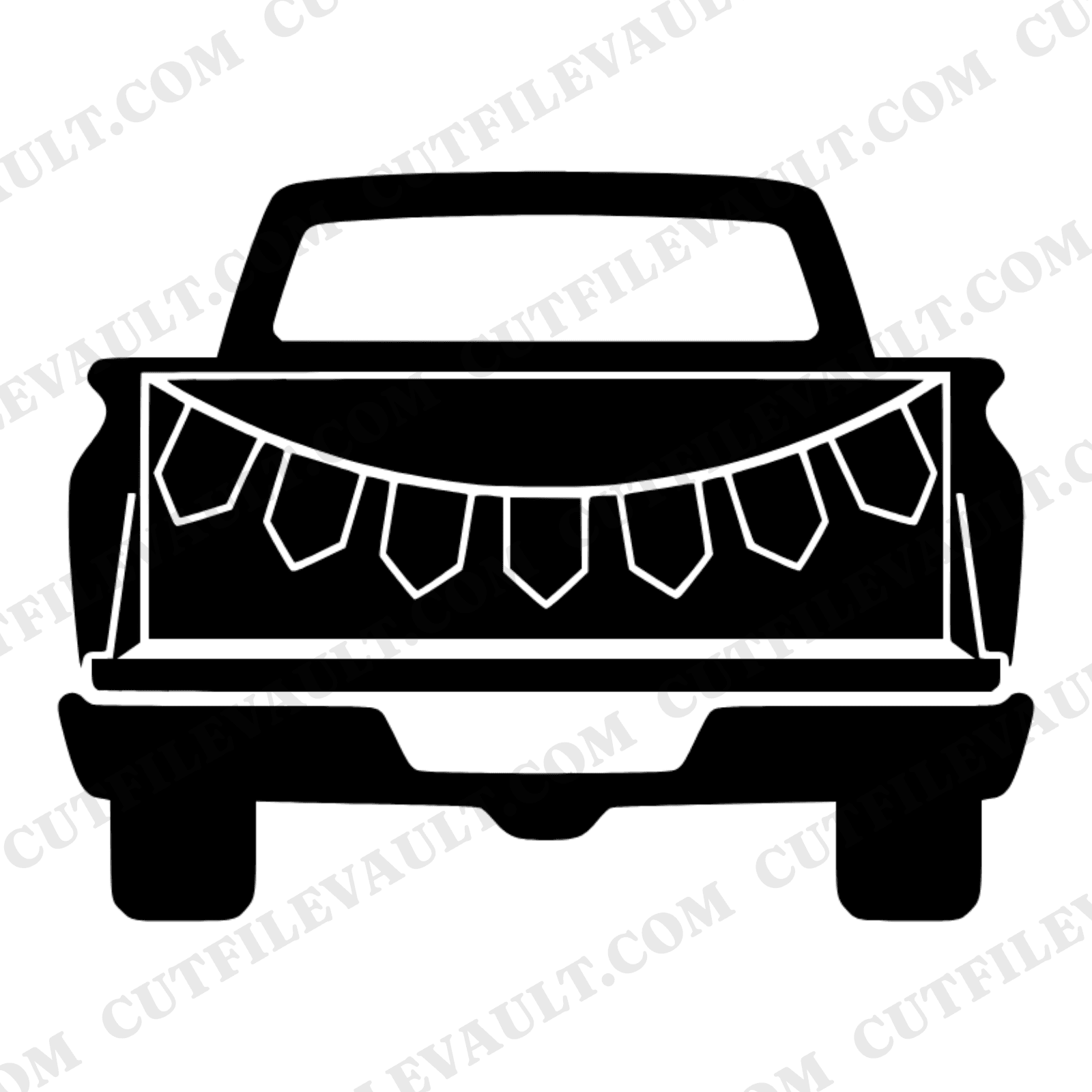 Patriotic Pickup Truck Tailgate SVG PNG Art Deco Fourth of July Bunting Americana Cut File — view 1