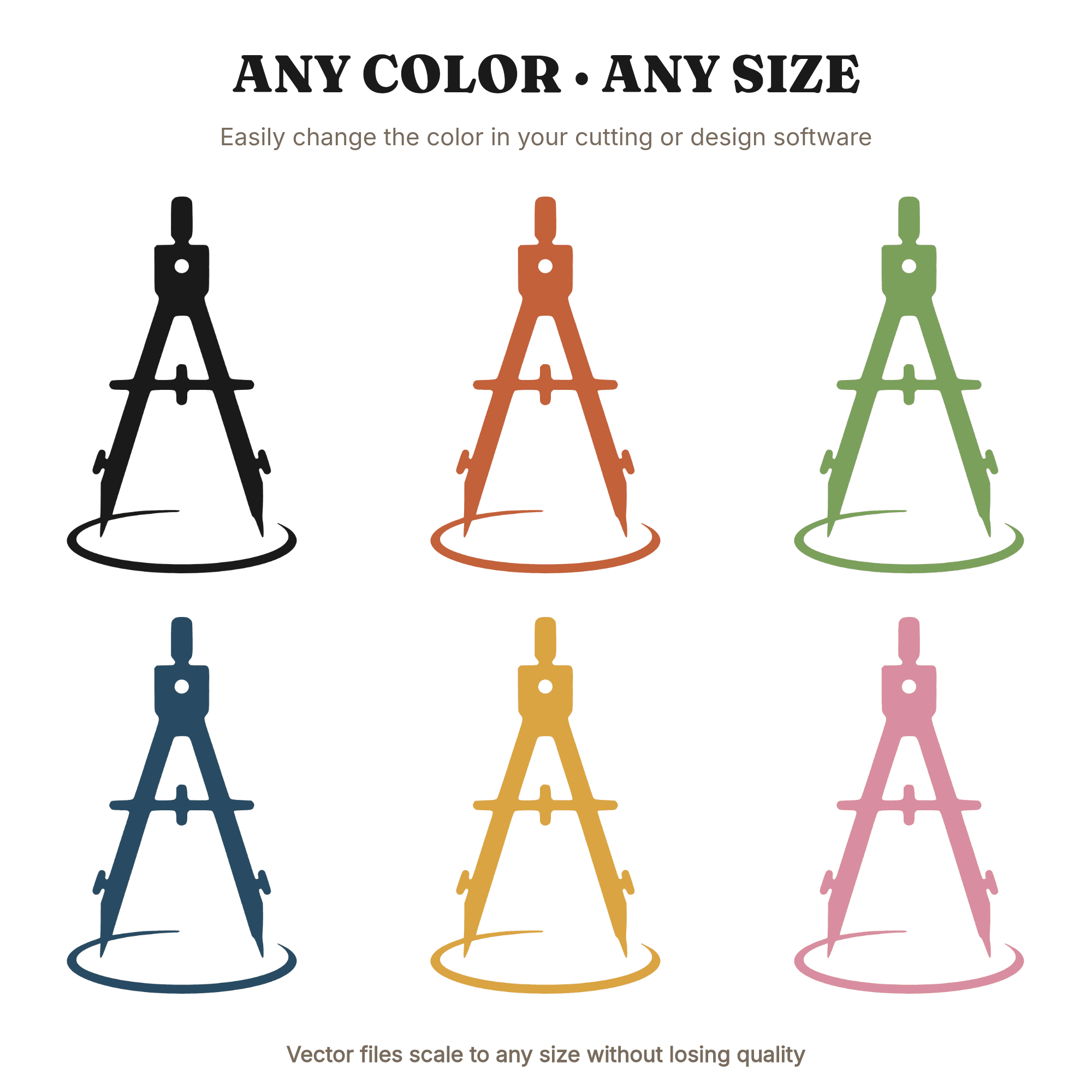 Vintage Drafting Compass SVG PNG, Geometry Tool Silhouette, Back to School Cut File, Teacher Gift — view 2