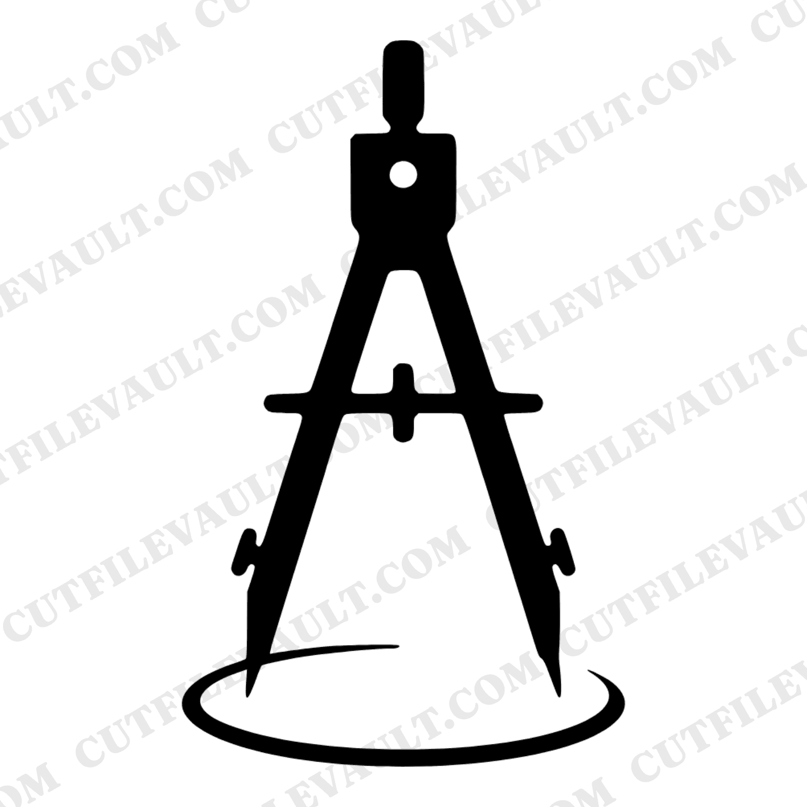Vintage Drafting Compass SVG PNG, Geometry Tool Silhouette, Back to School Cut File, Teacher Gift — view 1
