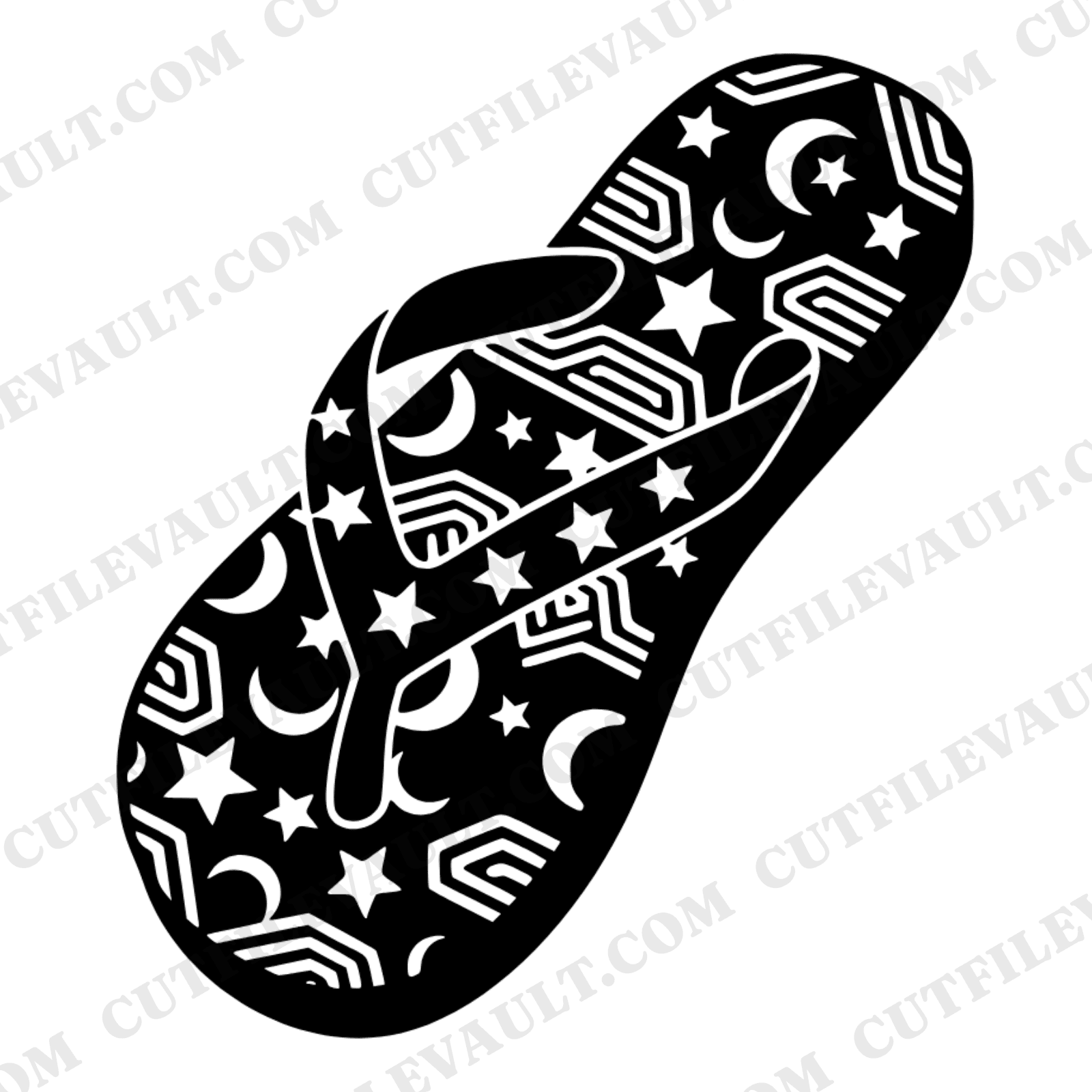 Celestial Flip Flop SVG PNG, Mystical Summer Sandal Cut File, Moon Stars Flip Flop Clipart — view 1