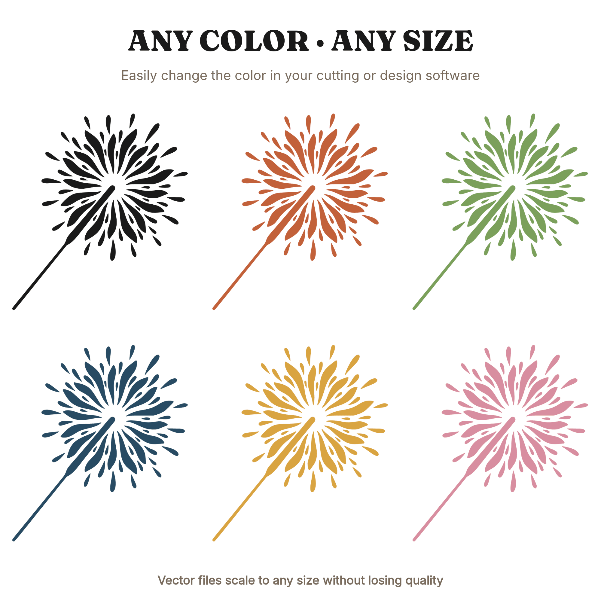 Sparkler Wand SVG PNG, Fourth of July Firework Starburst Cut File, Patriotic Independence Day Craft — view 2