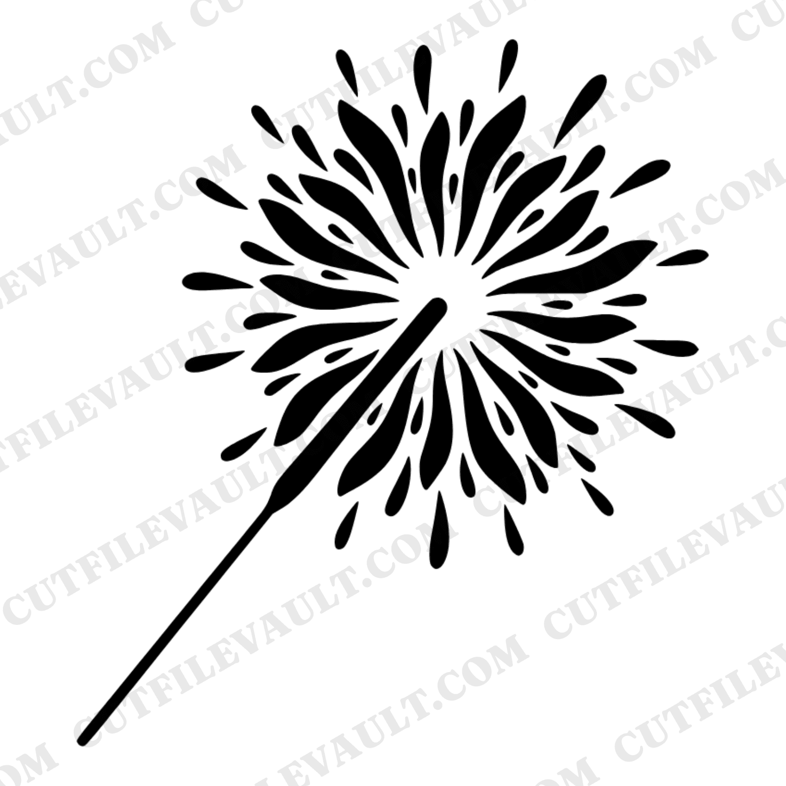 Sparkler Wand SVG PNG, Fourth of July Firework Starburst Cut File, Patriotic Independence Day Craft — view 1