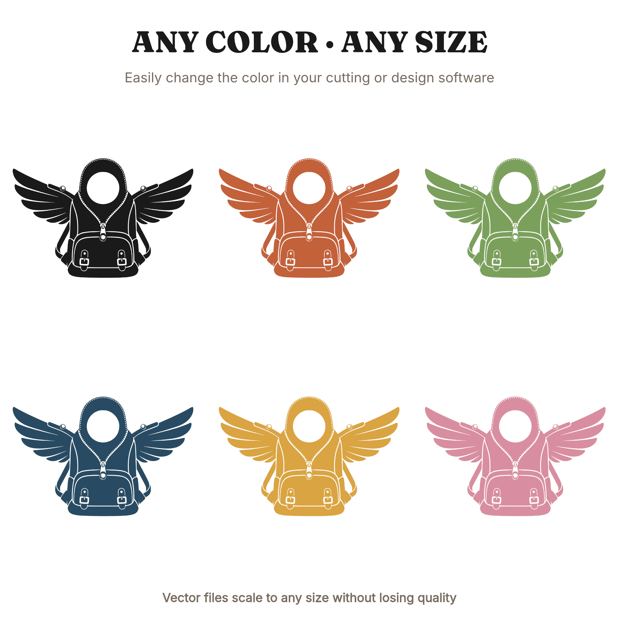 Cosmic Backpack Wings SVG PNG, Unzipped Celestial School Bag Silhouette, Y2K Mystical Cut File — view 2