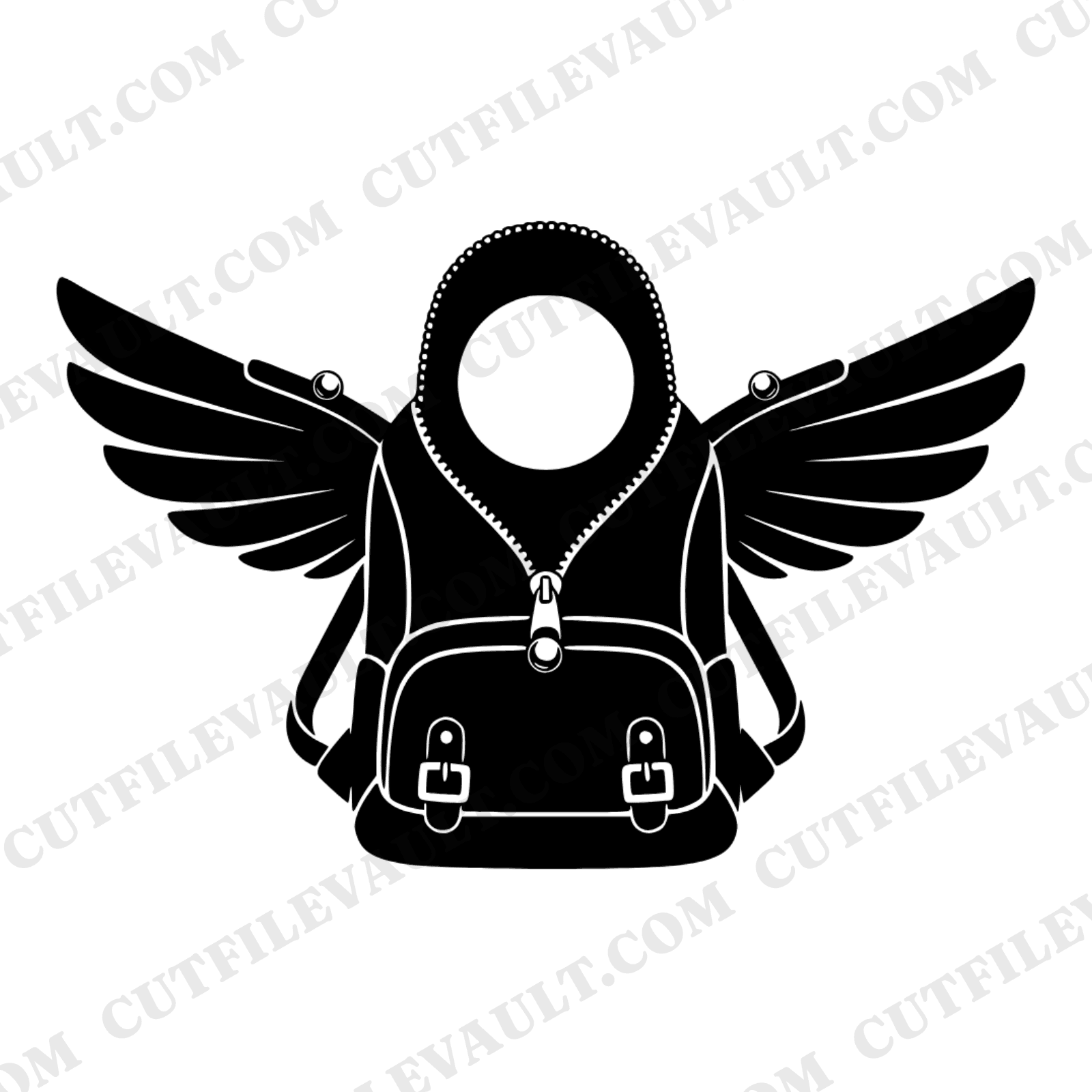 Cosmic Backpack Wings SVG PNG, Unzipped Celestial School Bag Silhouette, Y2K Mystical Cut File — view 1