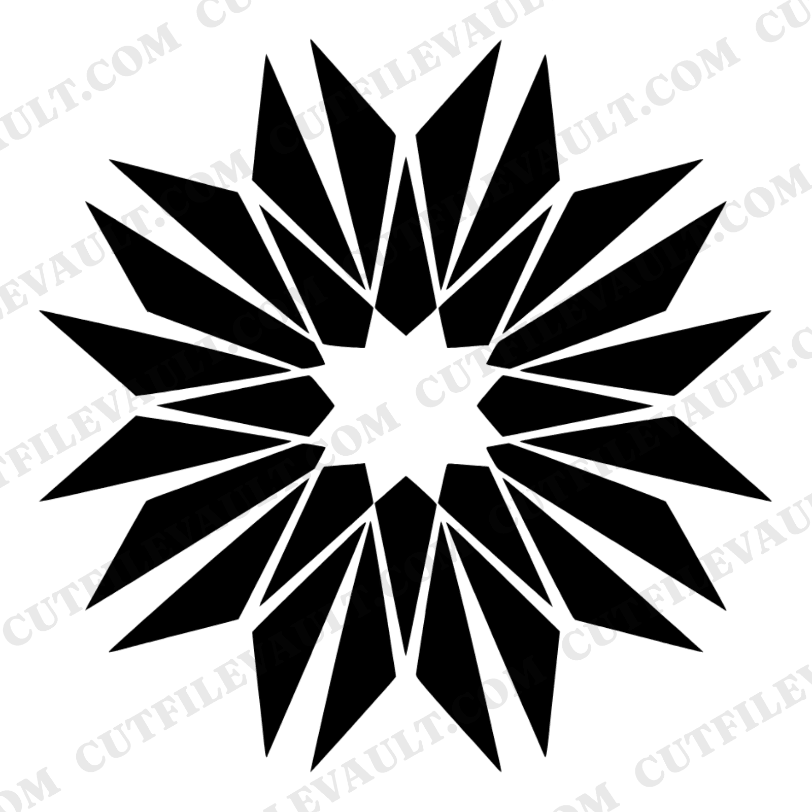 Summer Solstice Pineapple Crown Mandala SVG PNG, Geometric Sun Ray Silhouette Cut File — view 1