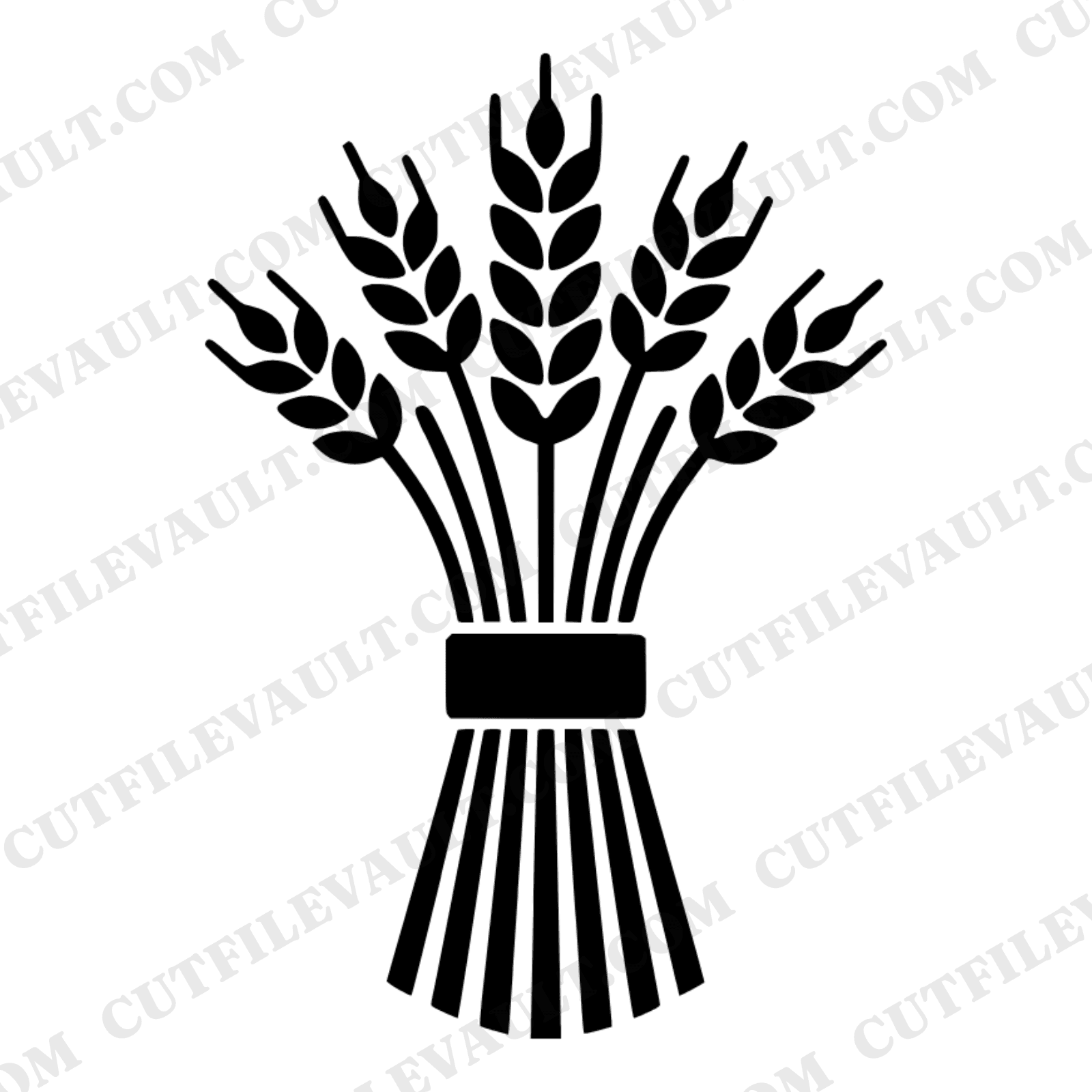 Mid Century Harvest Wheat Sheaf SVG PNG, Fall Autumn Grain Bundle Cut File, Vintage Botanical Decor — view 1
