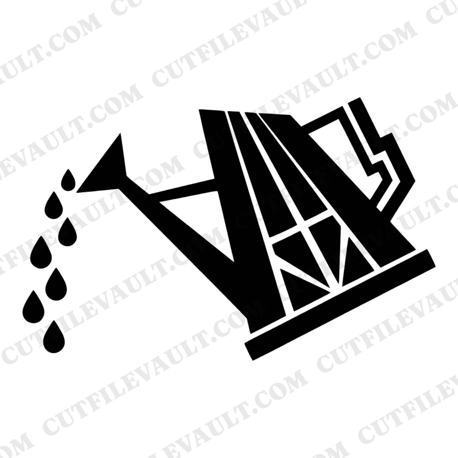 Art Deco Watering Can SVG PNG, Garden Tool Cut File, Geometric Water Droplets, Vinyl Decal Design — view 1