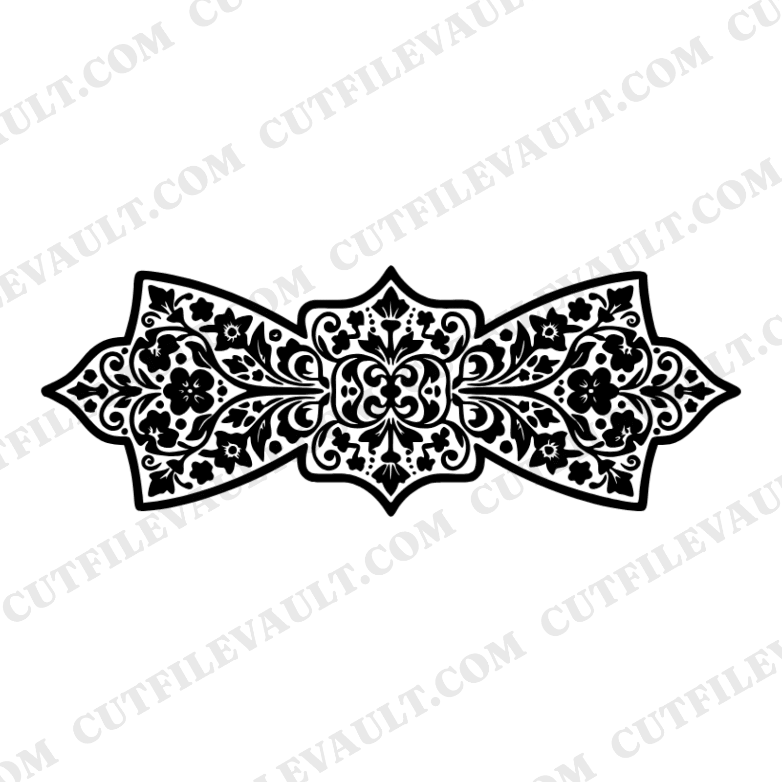 Father's Day Bow Tie SVG PNG, Vintage Floral Monogram Badge Cut File, Cottagecore Dad Design — view 1
