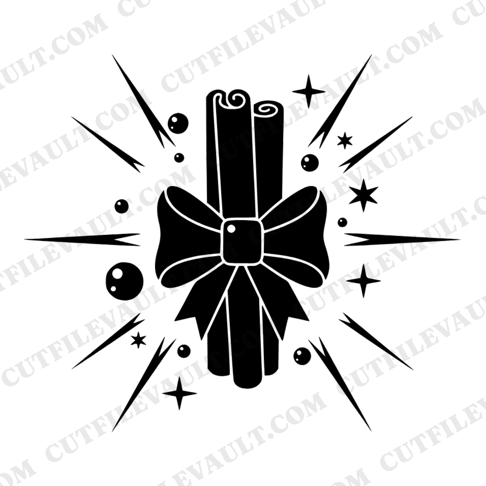 Y2K Chrome Cinnamon Stick Bundle SVG PNG, Autumn Spice Fall Craft Cut File, Retro Sparkle Design — view 1