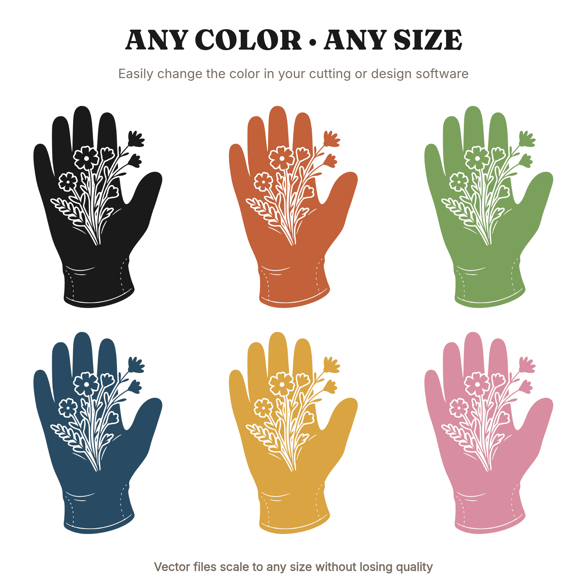 Labor Day Work Glove Wildflowers SVG PNG Boho Tribute Design Cut File for Cricut Silhouette — view 2