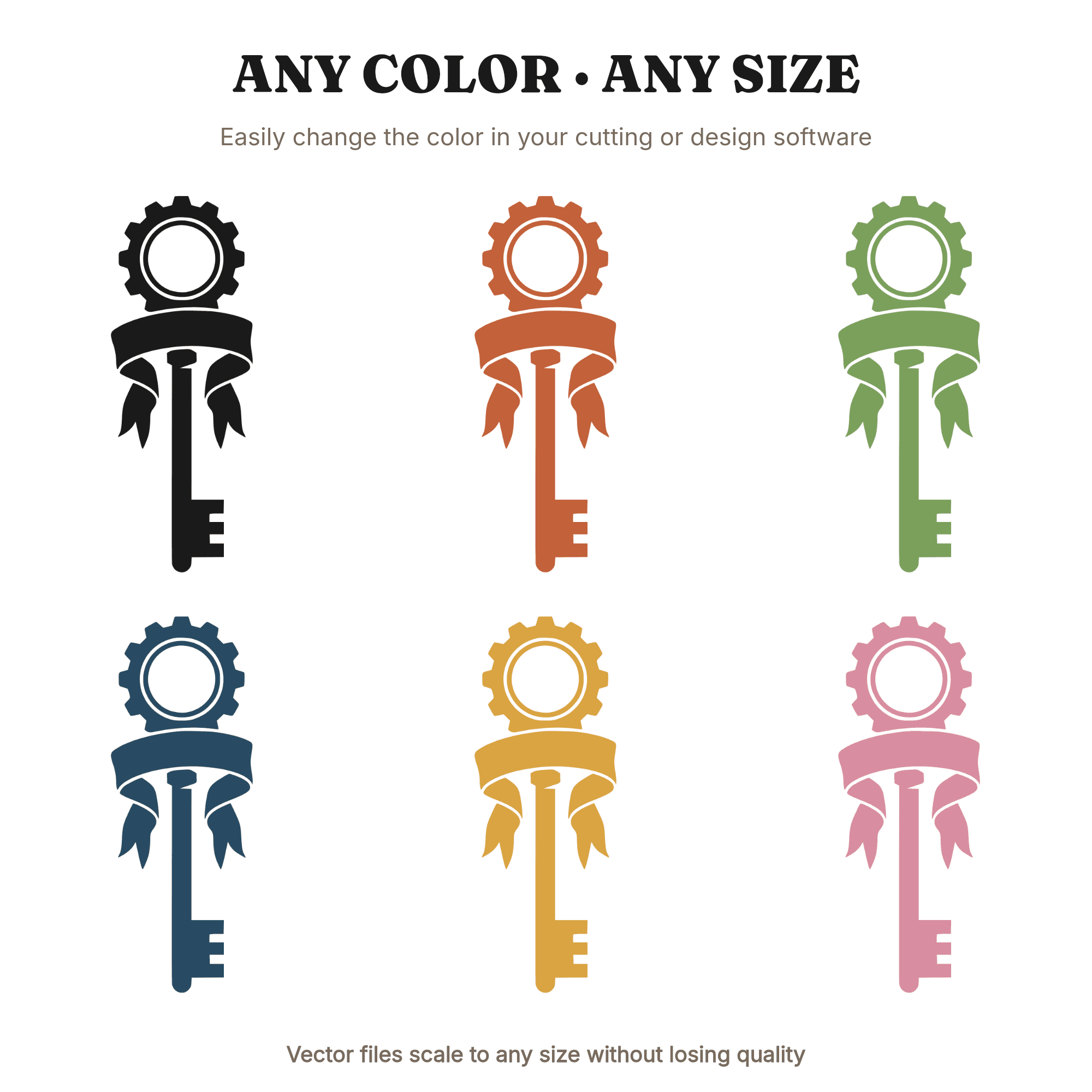 Steampunk Liberty Key SVG PNG, Fourth of July Skeleton Key with Gear Bow, Patriotic Ribbon Cut File — view 2