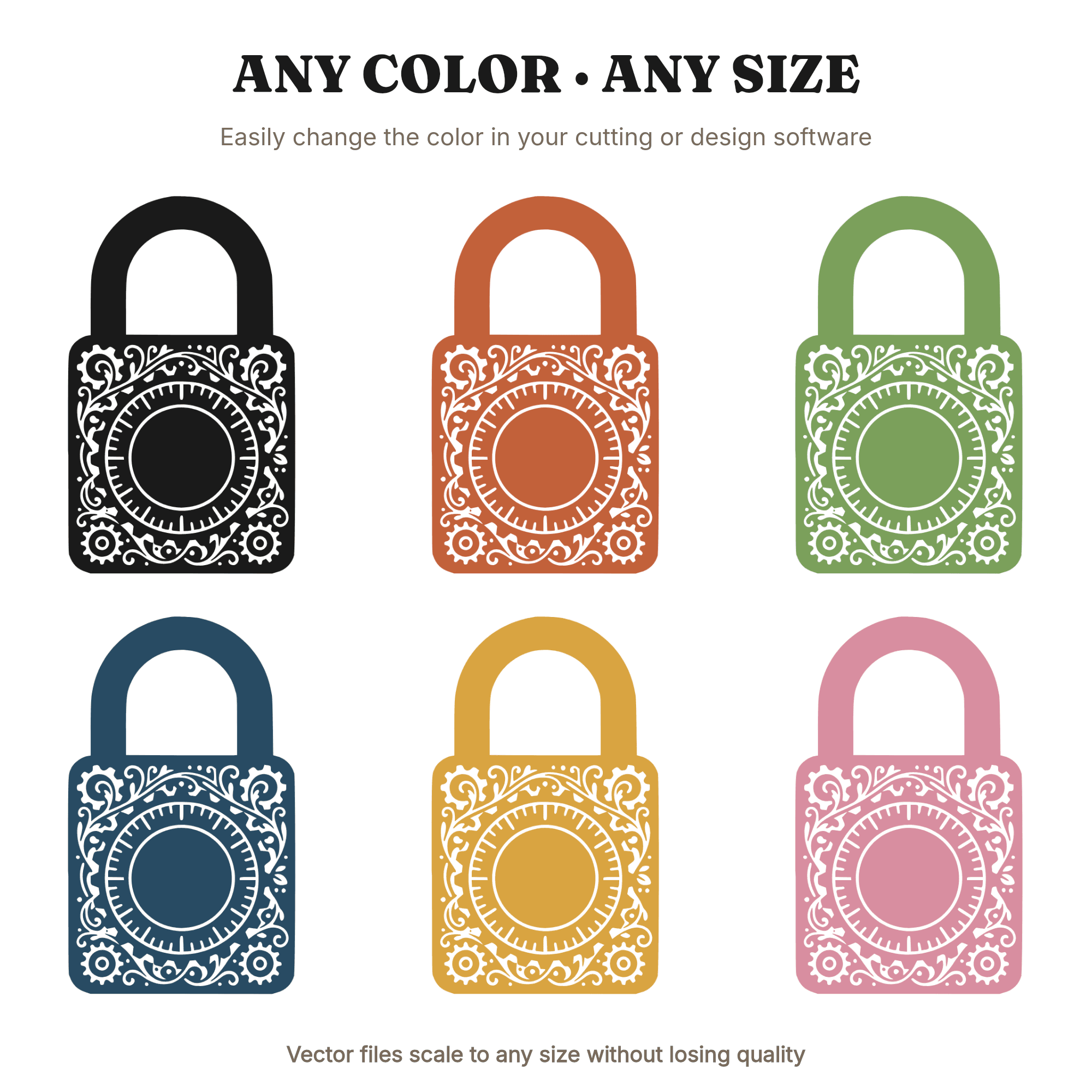 Steampunk Combination Lock SVG PNG, Vintage Gears Back to School Locker Clipart Cut File Design — view 2