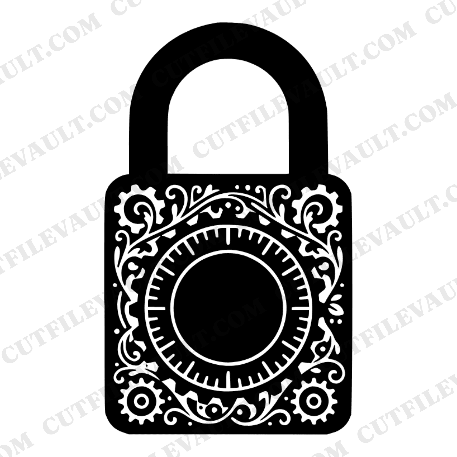 Steampunk Combination Lock SVG PNG, Vintage Gears Back to School Locker Clipart Cut File Design — view 1
