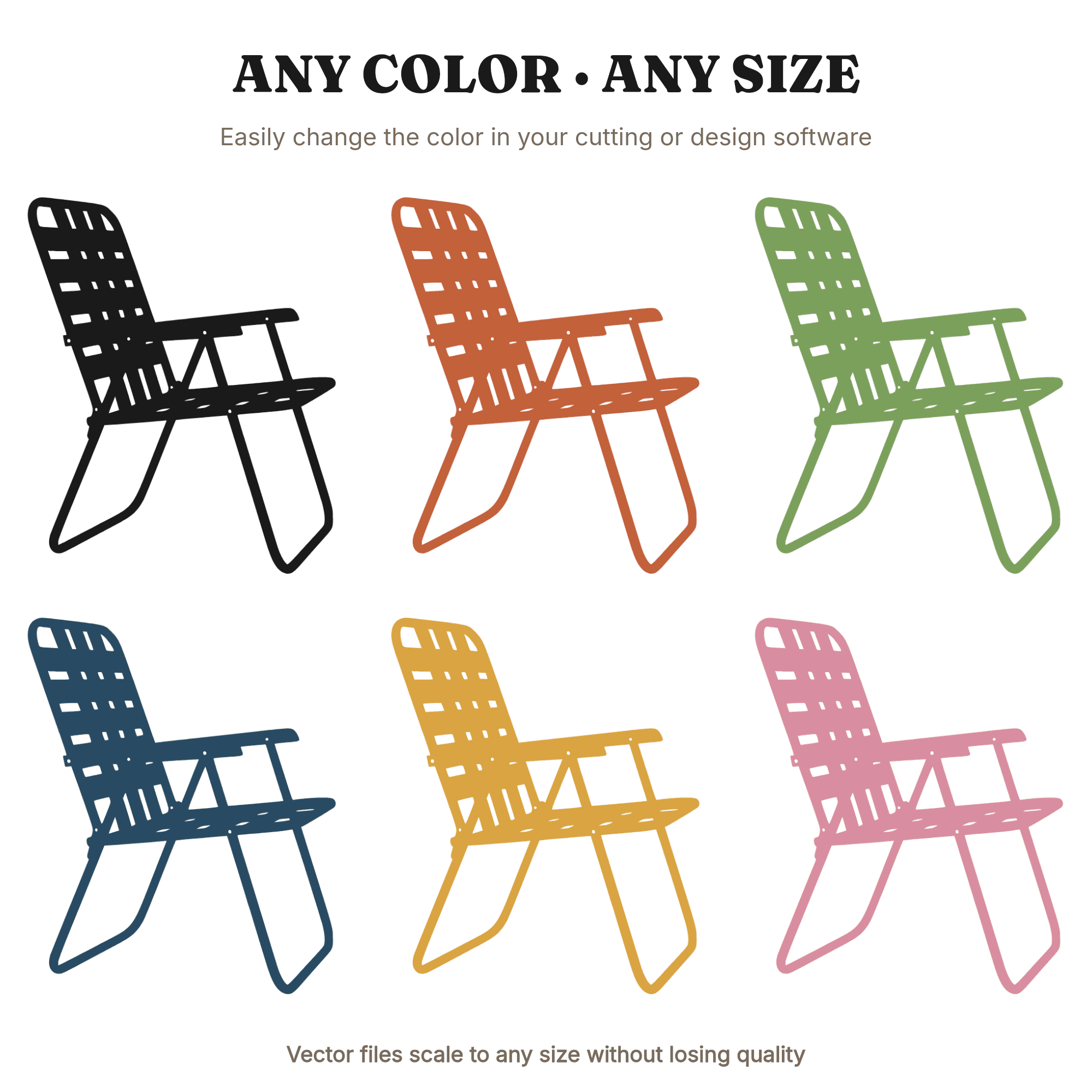 Vintage Lawn Chair SVG PNG, Fourth of July Parade Chair Silhouette, Retro Americana Summer Cut File — view 2