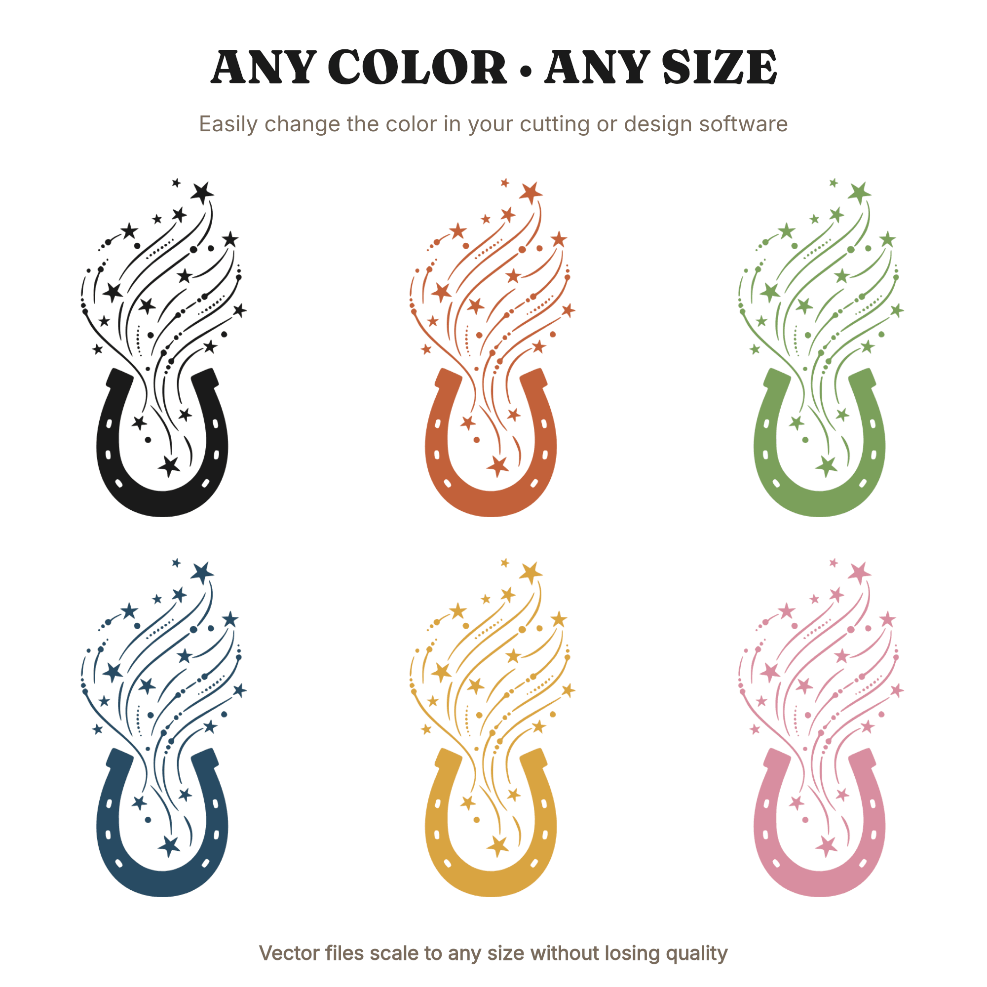 Celestial Horseshoe Wedding SVG PNG, Mystical Good Luck Blessing Cut File, Constellation Stars Design — view 2