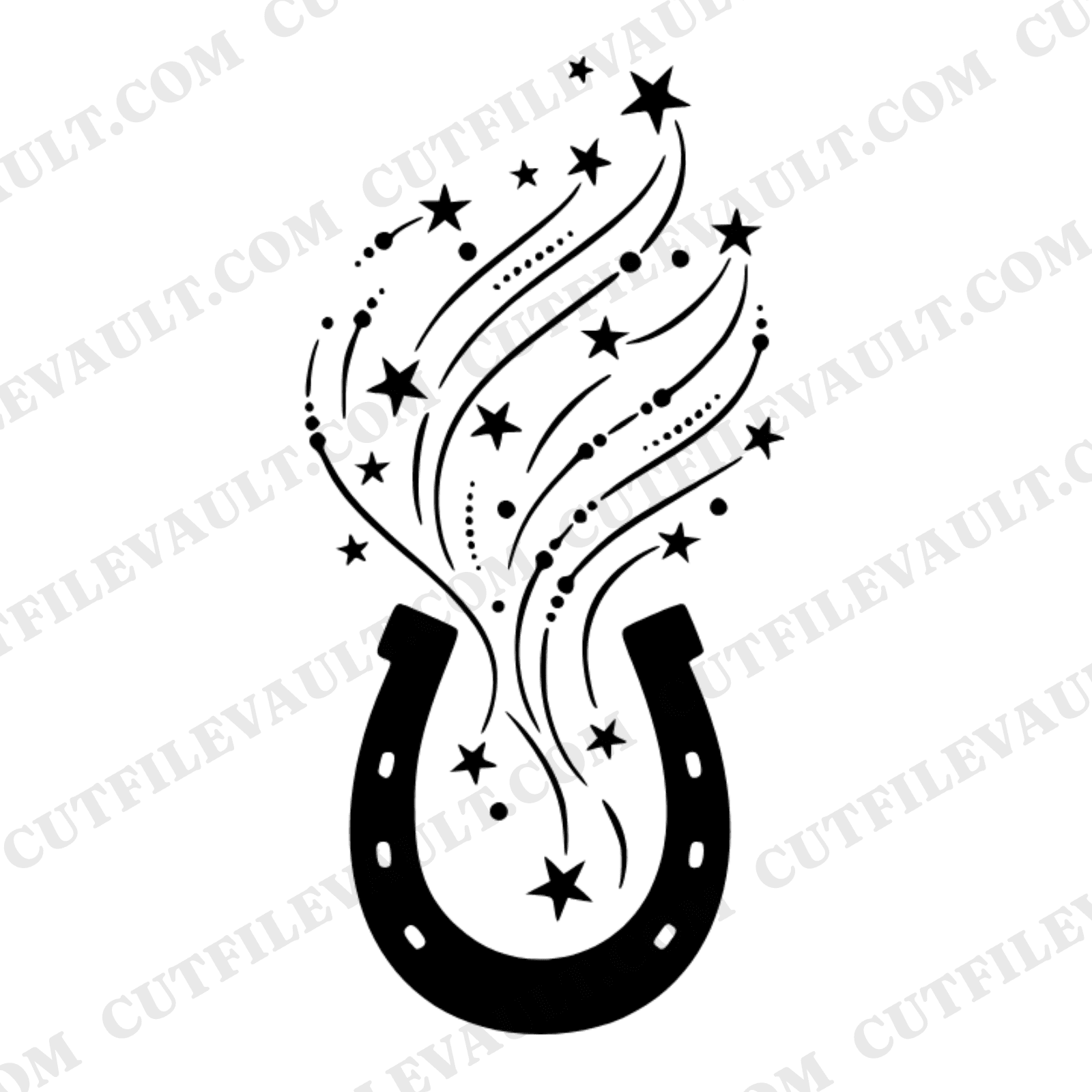 Celestial Horseshoe Wedding SVG PNG, Mystical Good Luck Blessing Cut File, Constellation Stars Design — view 1