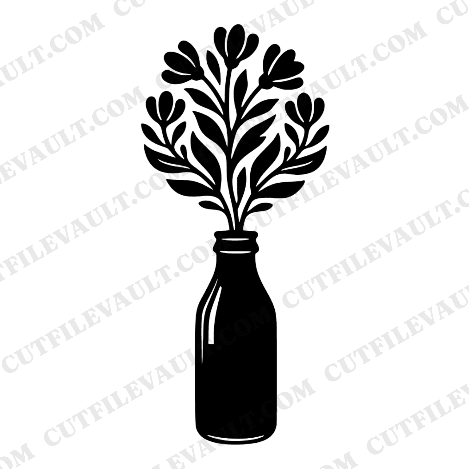 Art Nouveau Milk Bottle SVG PNG, Floral School Lunch Cut File, Back to School Nostalgic Design — view 1