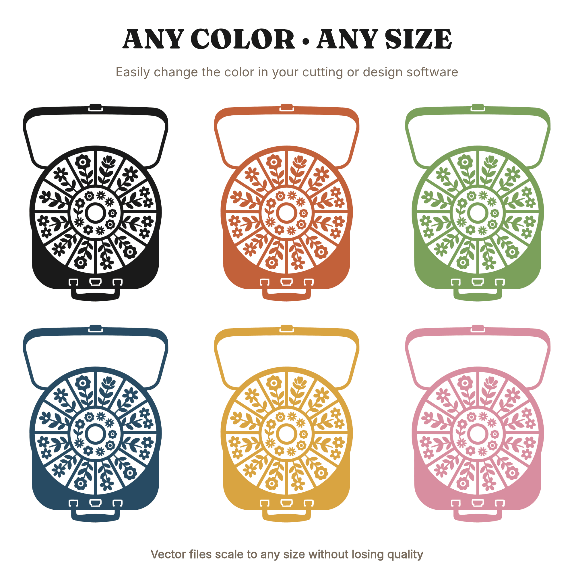 Retro Lunch Box Mandala SVG PNG, Vintage School Lunchbox with Floral Cottagecore Design Cut File — view 2