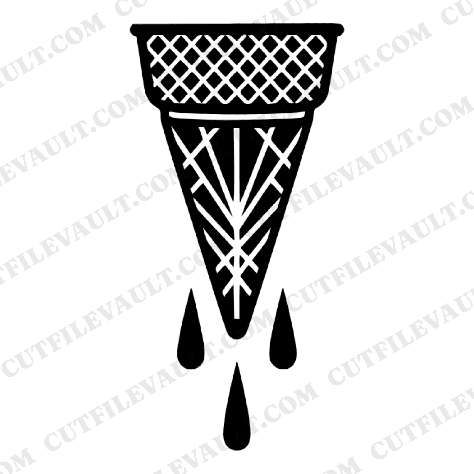 Art Deco Upside Down Waffle Cone SVG PNG Ice Cream Drips Cut File for Cricut Silhouette