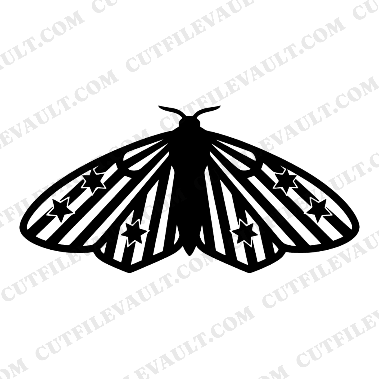 Patriotic Moth SVG PNG, Symmetrical Moth Silhouette, Fourth of July SVG, Mystical Moth Cut File — view 1