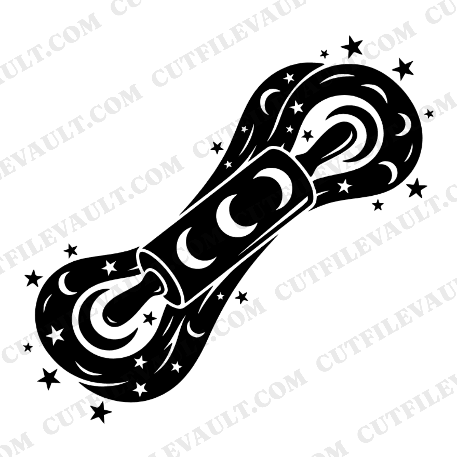 Celestial Rolling Pin SVG PNG, Mystical Baker Dough Ribbons, Moon Stars Kitchen Magic Cut File — view 1