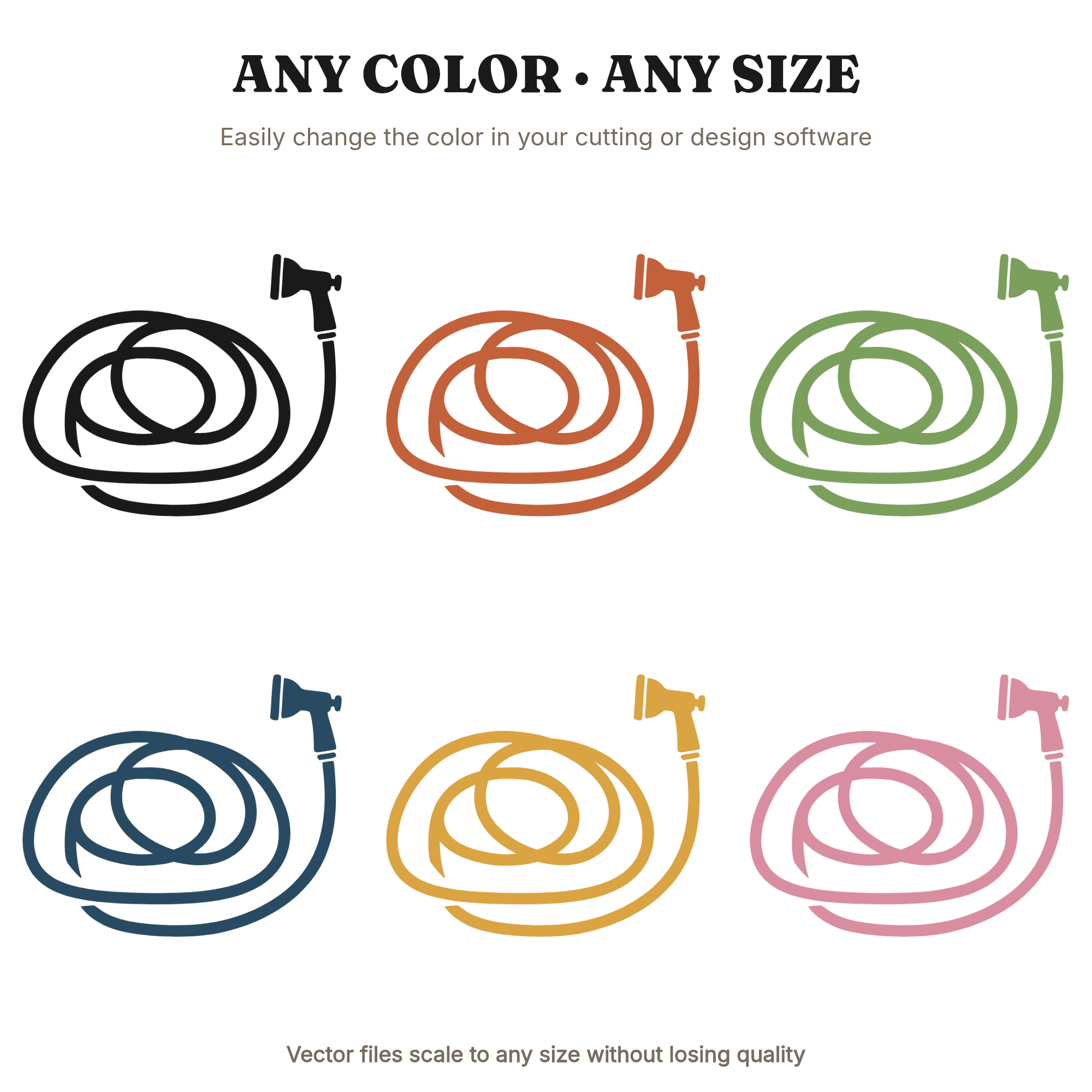 Garden Hose SVG PNG Whimsical Summer Solstice Boho Doodle Cut File Gardening Spiral Design — view 2
