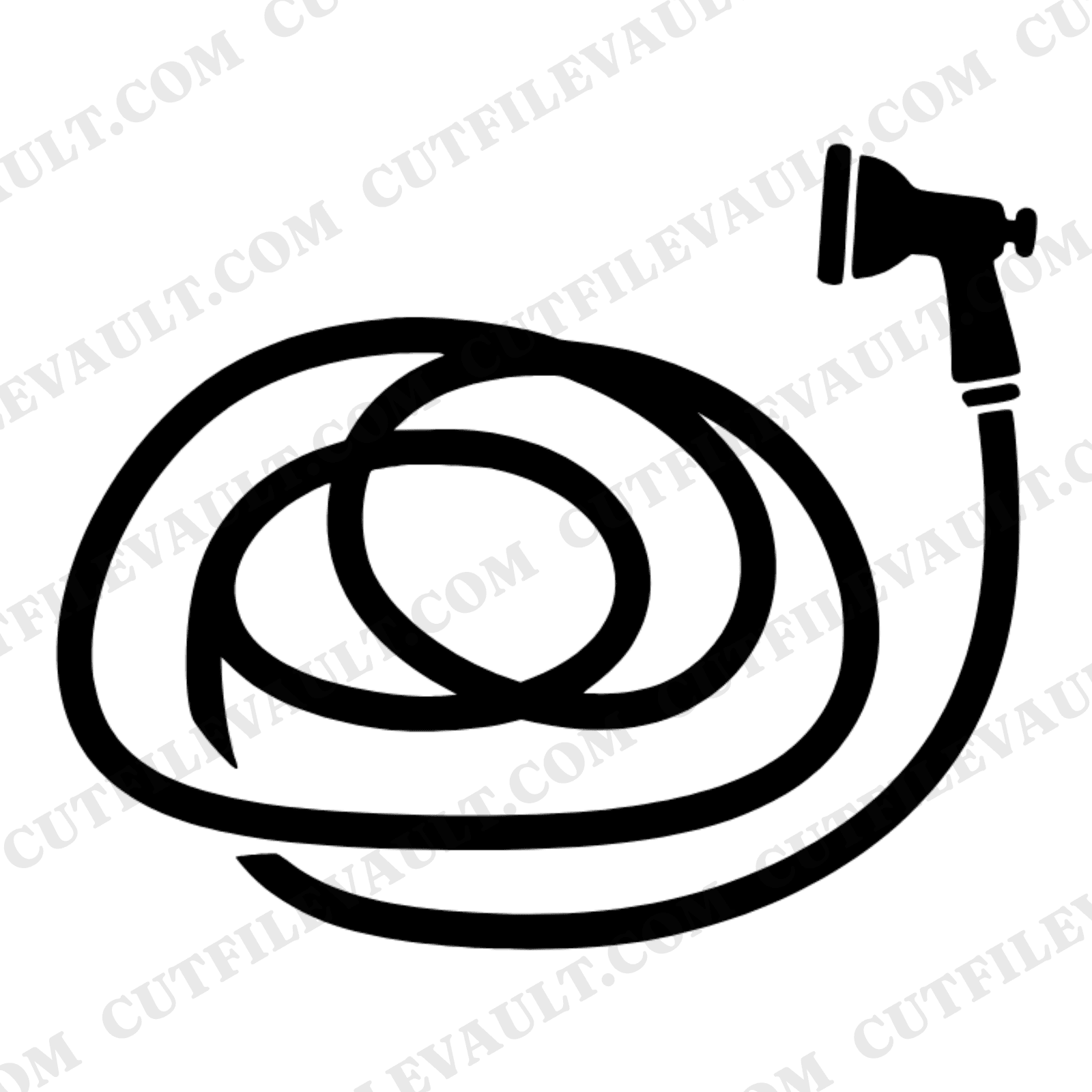Garden Hose SVG PNG Whimsical Summer Solstice Boho Doodle Cut File Gardening Spiral Design — view 1