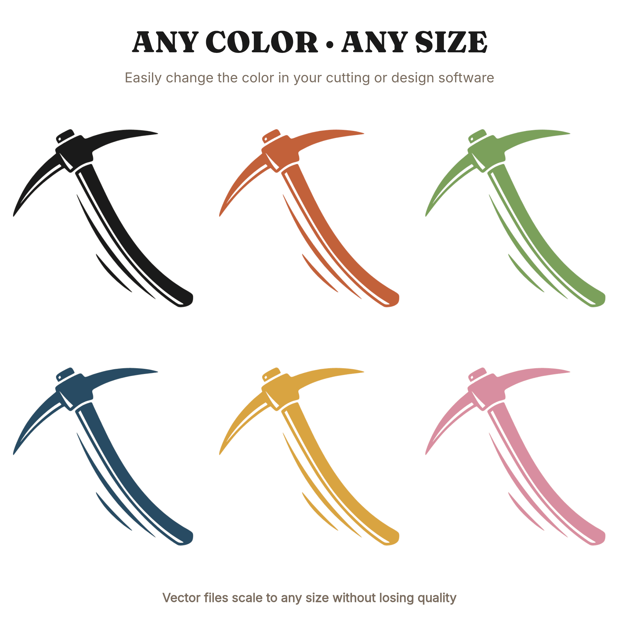 Labor Day Pickaxe SVG PNG Mid-Swing Silhouette Cut File Tool Worker Hard Work Tattoo Design — view 2