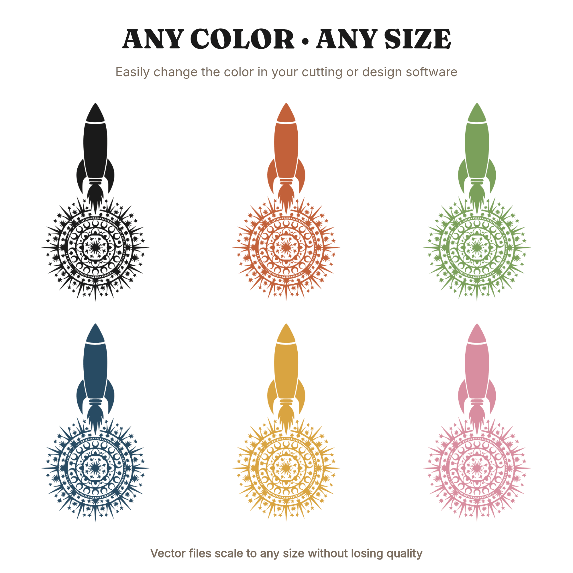 Celestial Bottle Rocket Mandala SVG PNG, Independence Day 4th of July Patriotic Cut File Silhouette — view 2