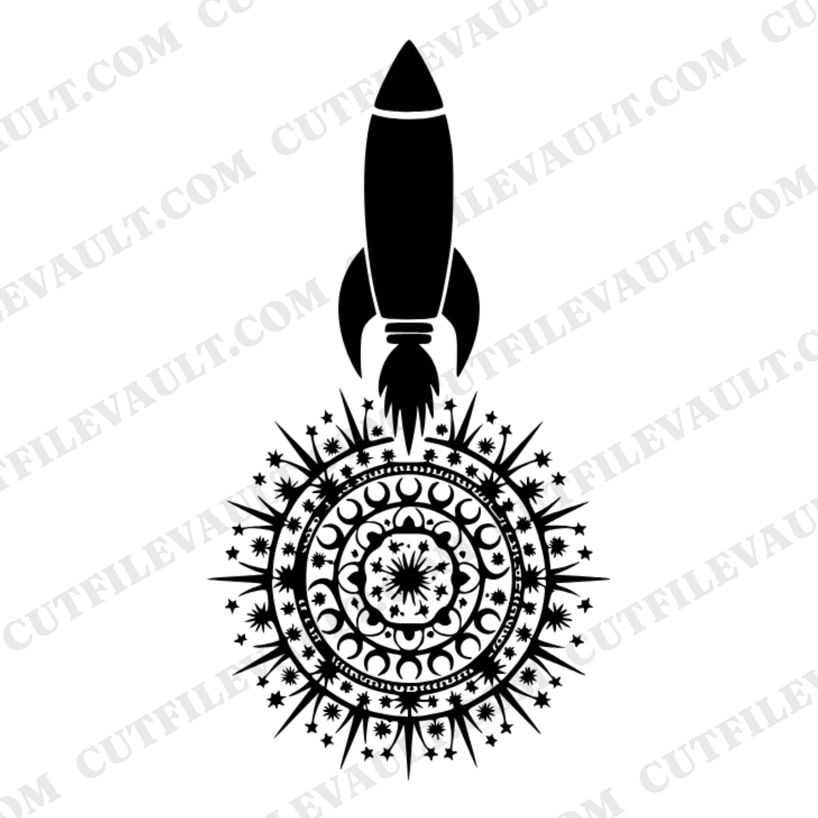 Celestial Bottle Rocket Mandala SVG PNG, Independence Day 4th of July Patriotic Cut File Silhouette — view 1