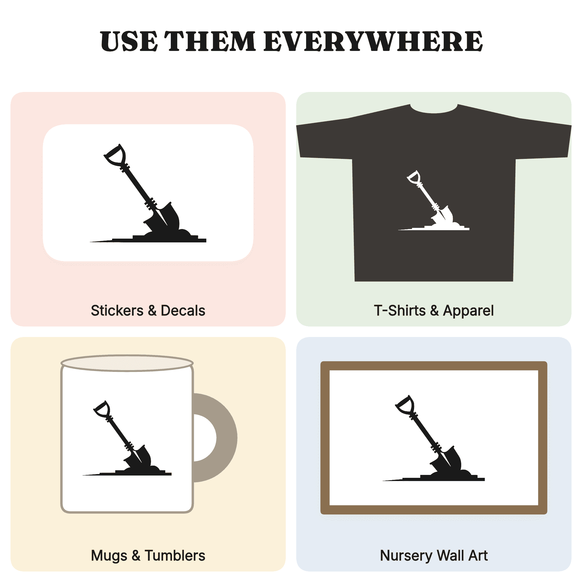 Labor Day Shovel SVG PNG Art Deco Silhouette Cut File Tribute Worker Tool Patriotic America Builder — view 3