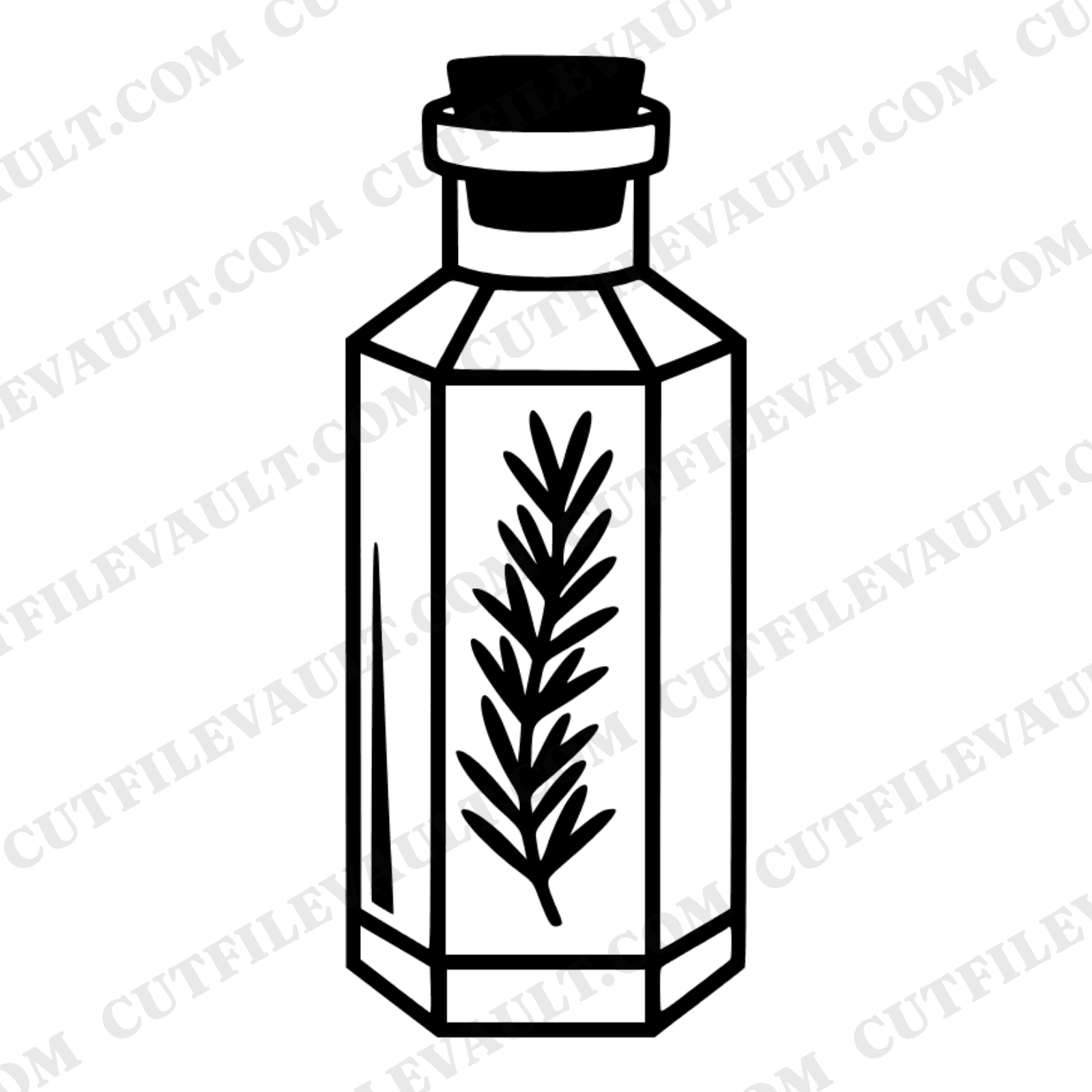 National Herb Day Apothecary Jar SVG PNG, Art Deco Rosemary Jar Cut File, Kitchen Witch Herb Crafter — view 1