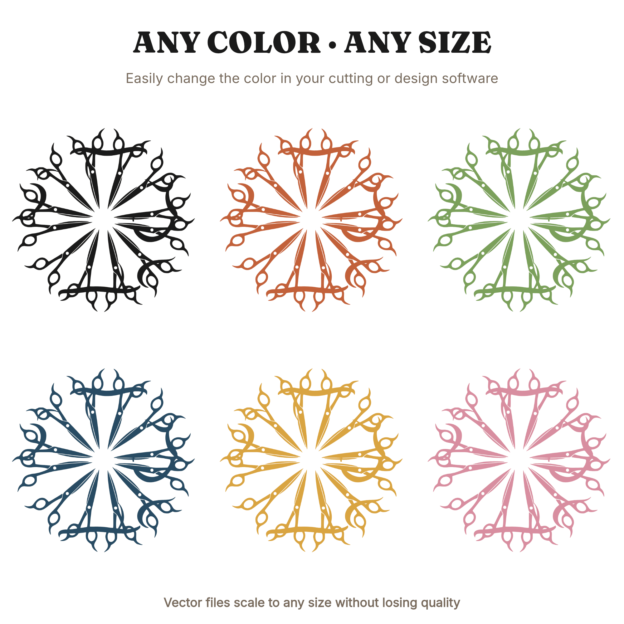 Scissors Mandala SVG PNG Back to School Radial Design Cut File for Cricut Silhouette Teacher Craft — view 2