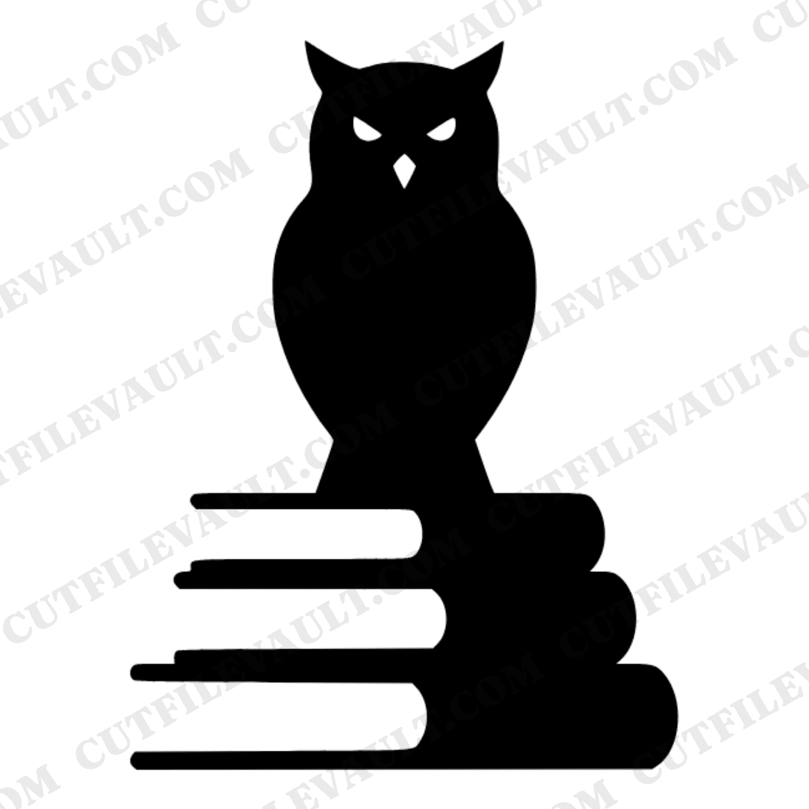 Mystical Owl on Stacked Books SVG PNG, Woodland Academic Silhouette, Back to School Cut File
