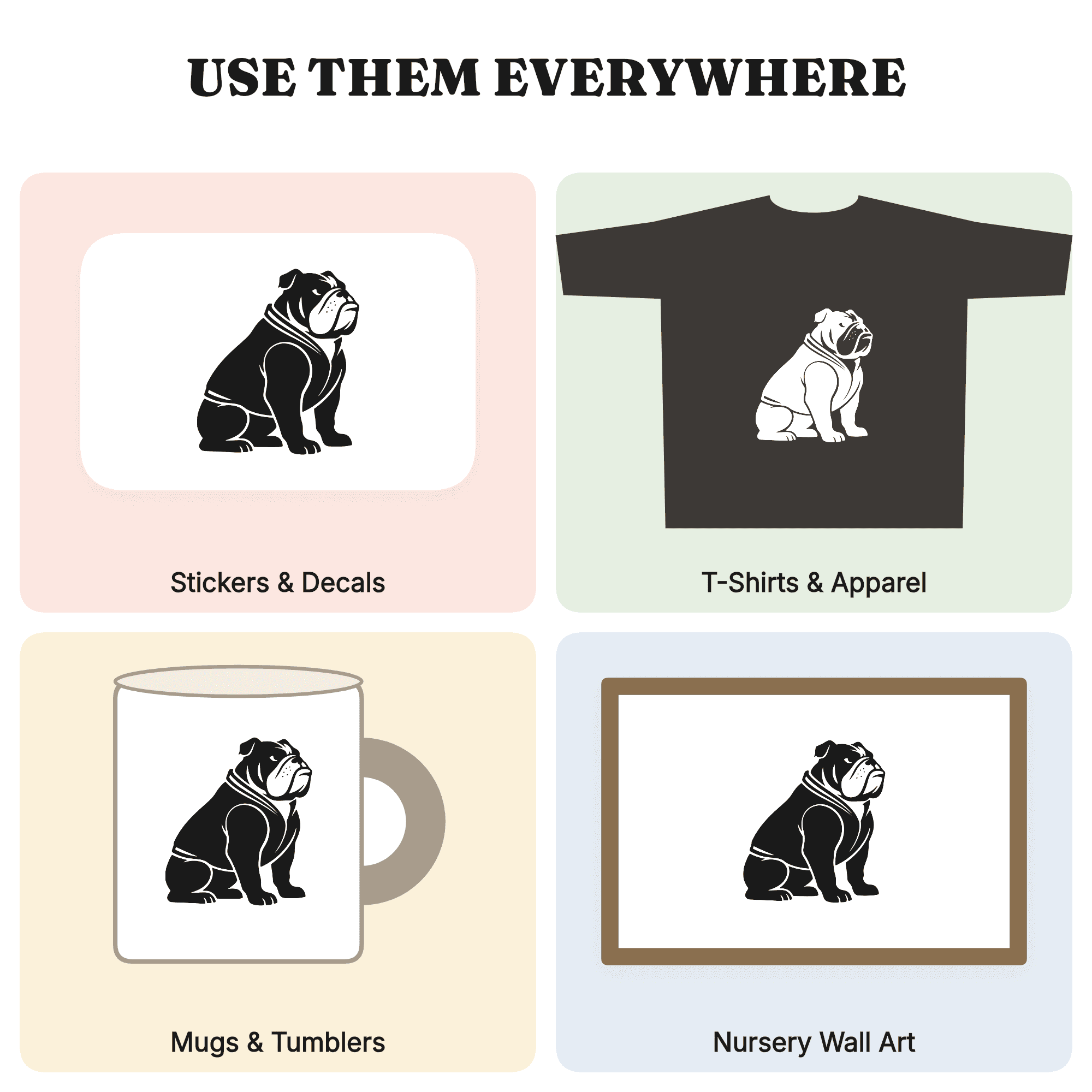 Bulldog Mascot SVG PNG, School Spirit Bulldog Silhouette, Letterman Jacket Mascot Cut File — view 3