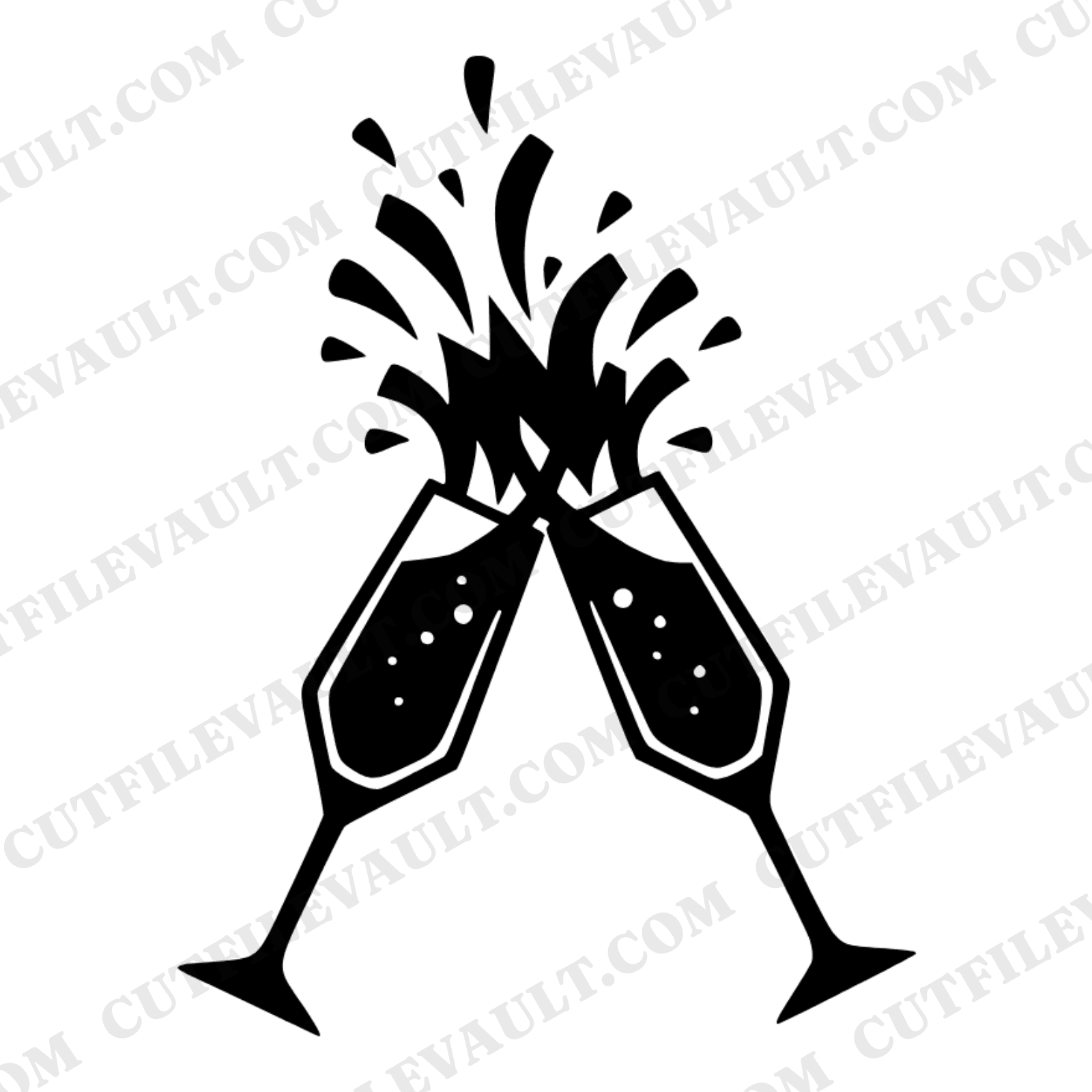 Geometric Champagne Toast SVG PNG Wedding Silhouette Cut File Modern Bridal Party Celebration Design — view 1