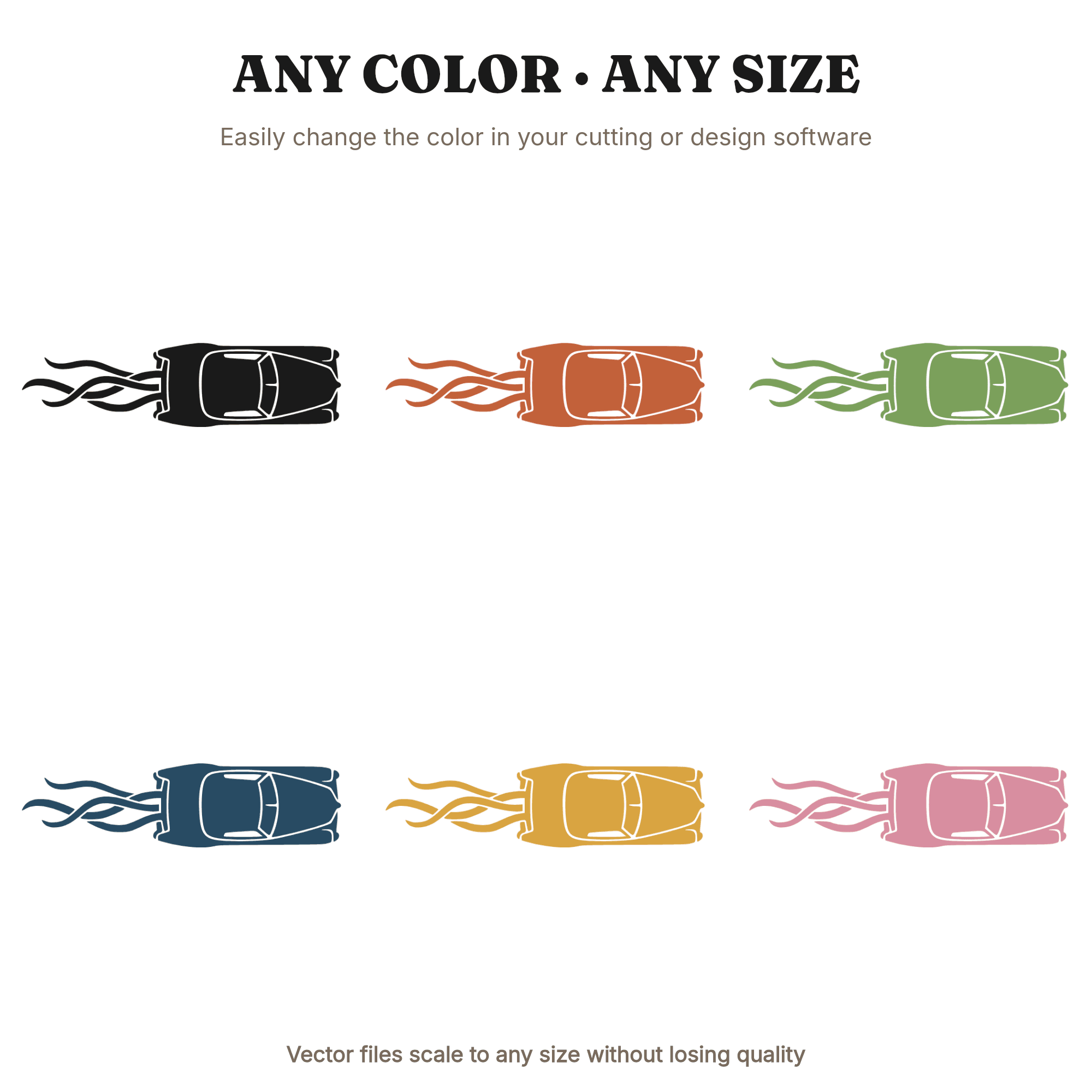 Mid Century Wedding Getaway Car SVG PNG Top View Art Deco Convertible with Ribbons Cut File — view 2
