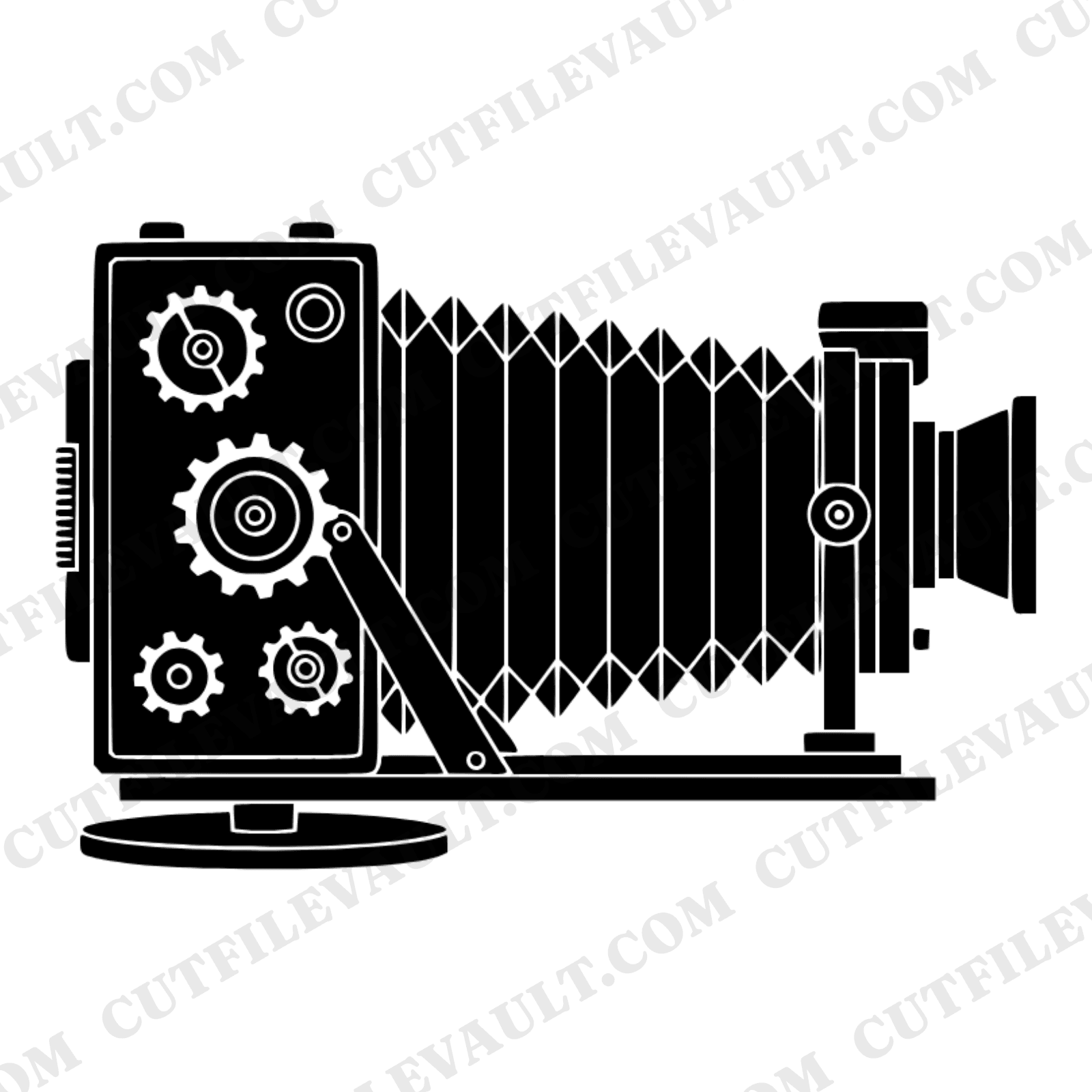Vintage Bellows Camera SVG PNG Steampunk Side Profile Cut File for National Camera Day Retro Design — view 1