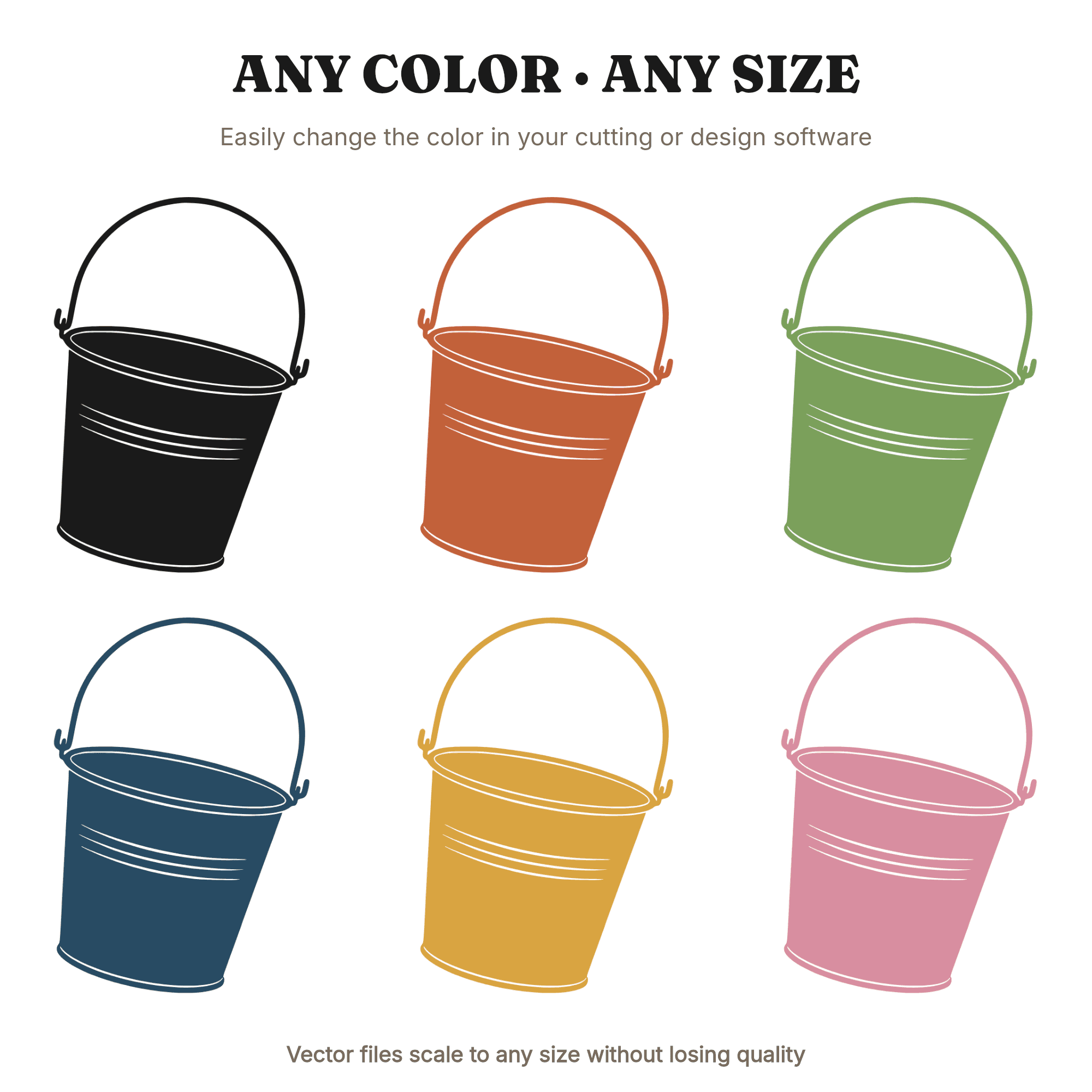 Vintage Sparkler Bucket SVG PNG, Retro 70s Fourth of July Silhouette, Americana Metal Pail Cut File — view 2