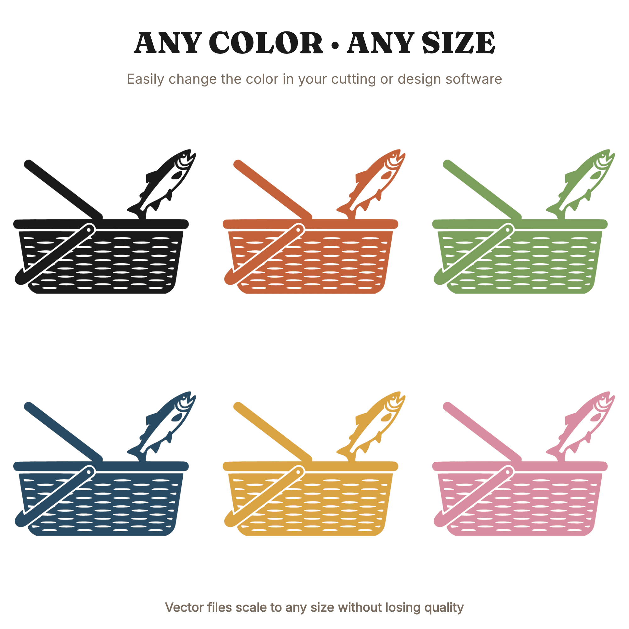 Vintage Fishing Creel Basket SVG PNG, Leaping Trout Cut File, Father's Day Fisherman Gift Design — view 2