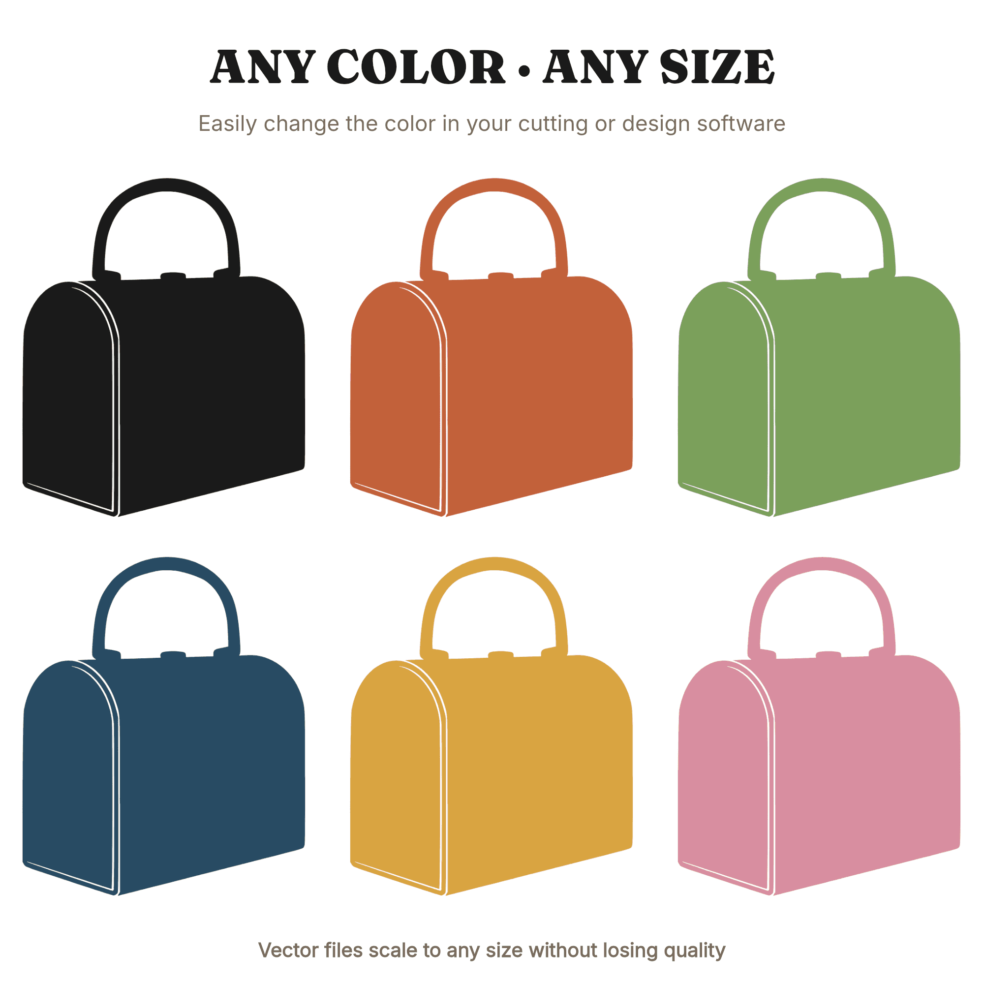 Vintage 1950s Metal Lunchbox SVG PNG, Retro Side Profile with Arched Handle Cut File for Cricut — view 2