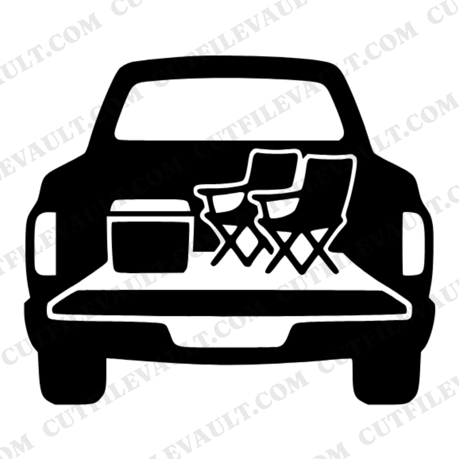 Tailgate Chill Pickup Truck SVG PNG, Father's Day Dad Silhouette Cut File, Cooler Lawn Chair Design — view 1